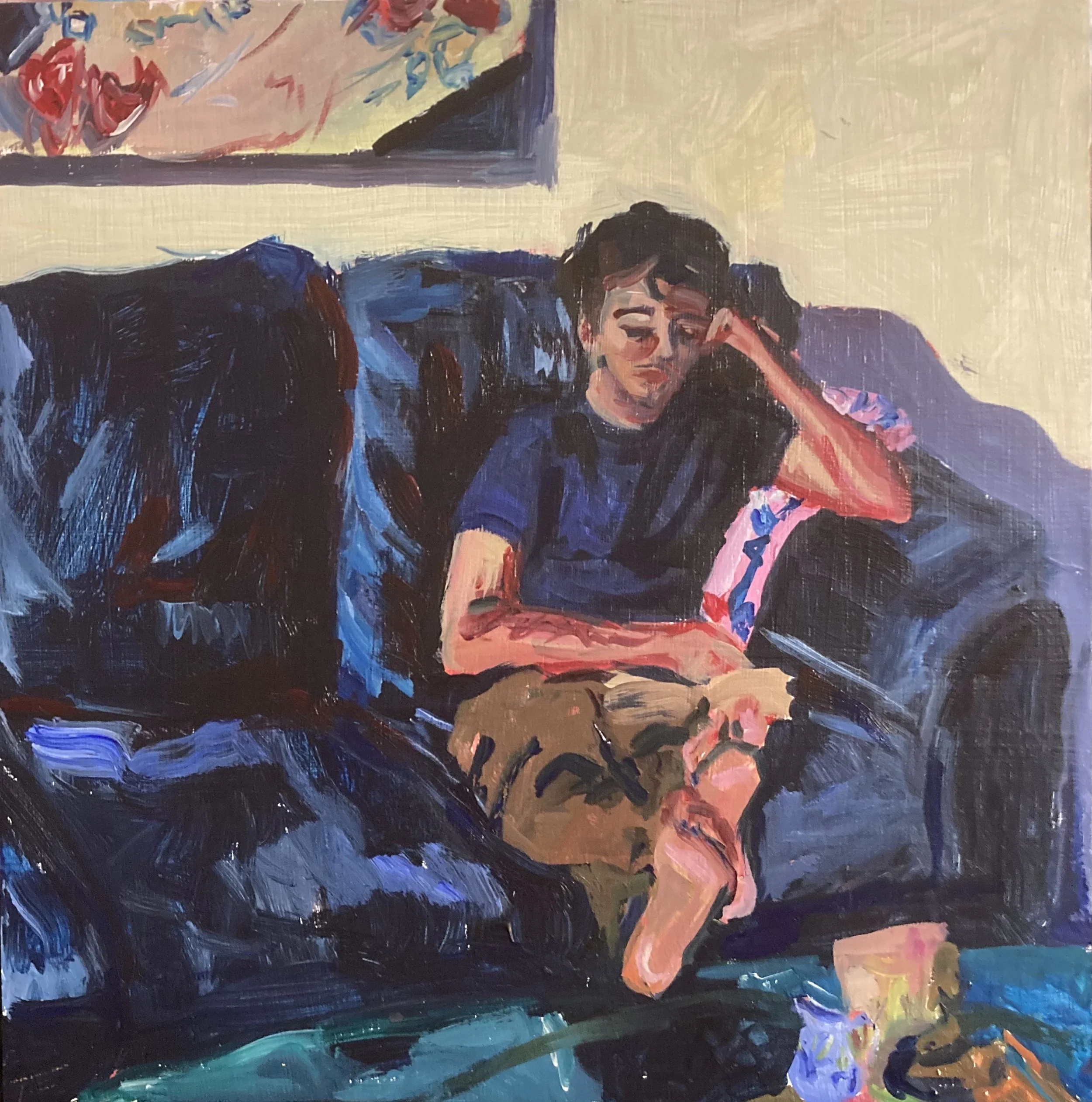 "Hurian Reading." 2023. Acrylic on Wood. 12 x 12 in. $240.