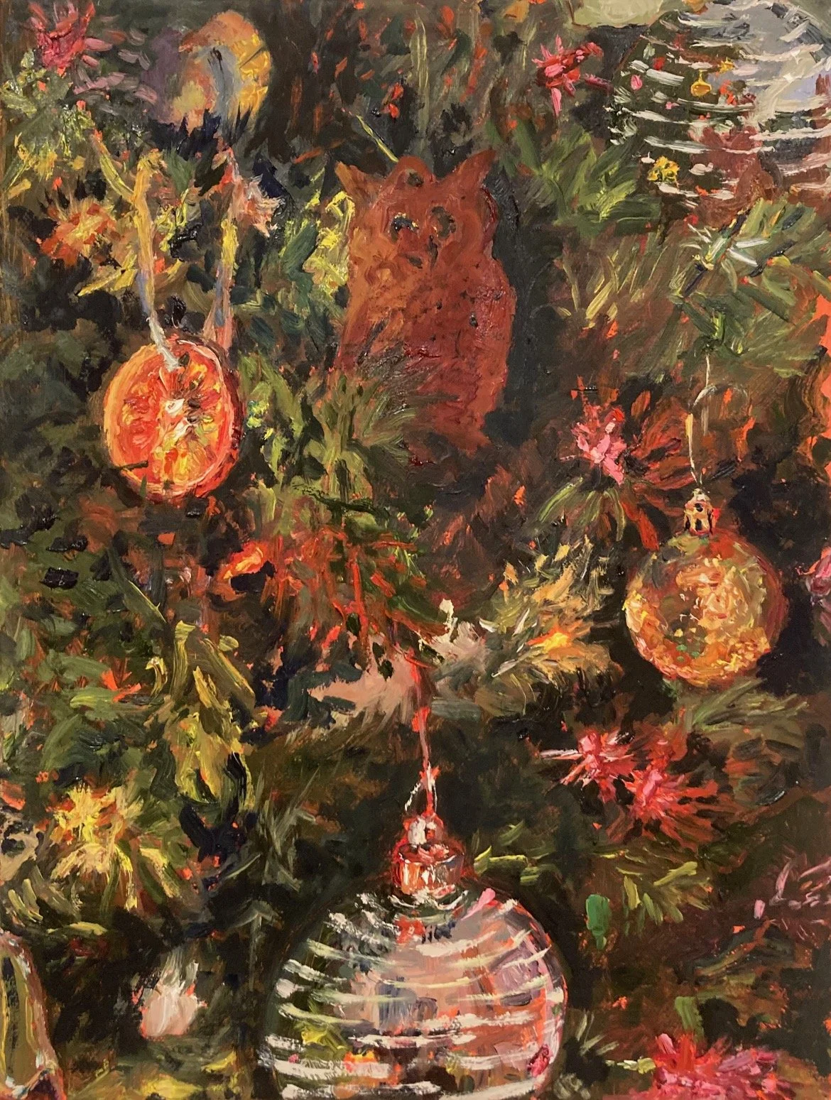 "Christmas Lights." 2022. Oil on Canvas. 10 x 8 in. SOLD.