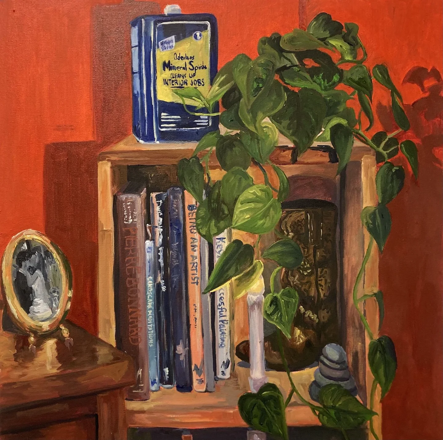 "With a Side of Mineral Spirits." 2023. Oil on Canvas. 24 x 24 in. $420.