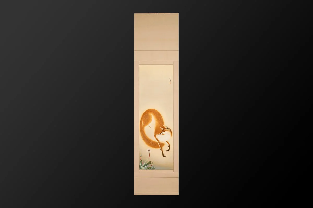 Katayama Bokuyo, Painting of a Fox & Dandelion — KAGEDO JAPANESE ART