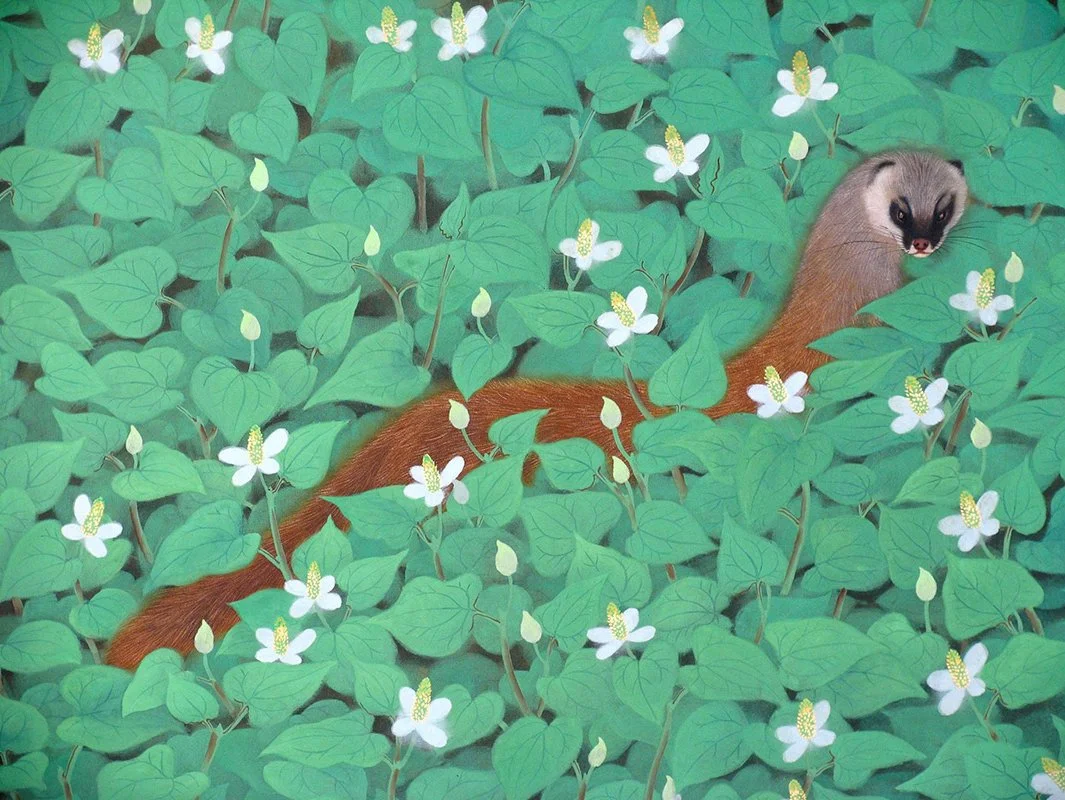 Katayama Bokuyo, 1928 Teiten Exhibition Byobu of Weasel & Wild