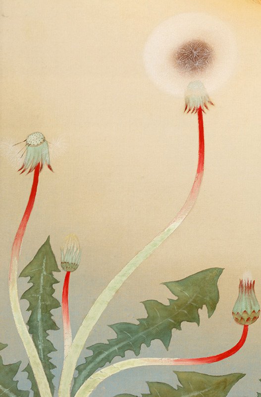 Katayama Bokuyo, Painting of a Fox & Dandelion — KAGEDO JAPANESE ART