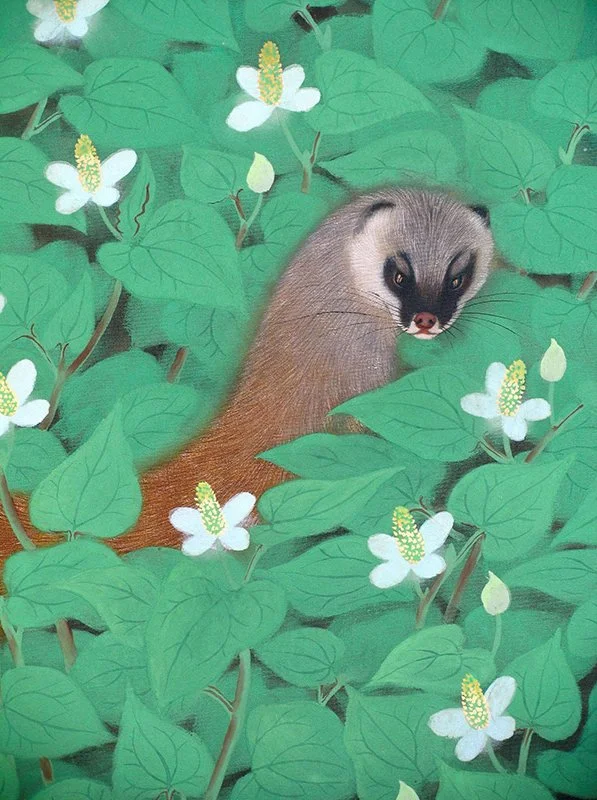 Katayama Bokuyo, 1928 Teiten Exhibition Byobu of Weasel & Wild