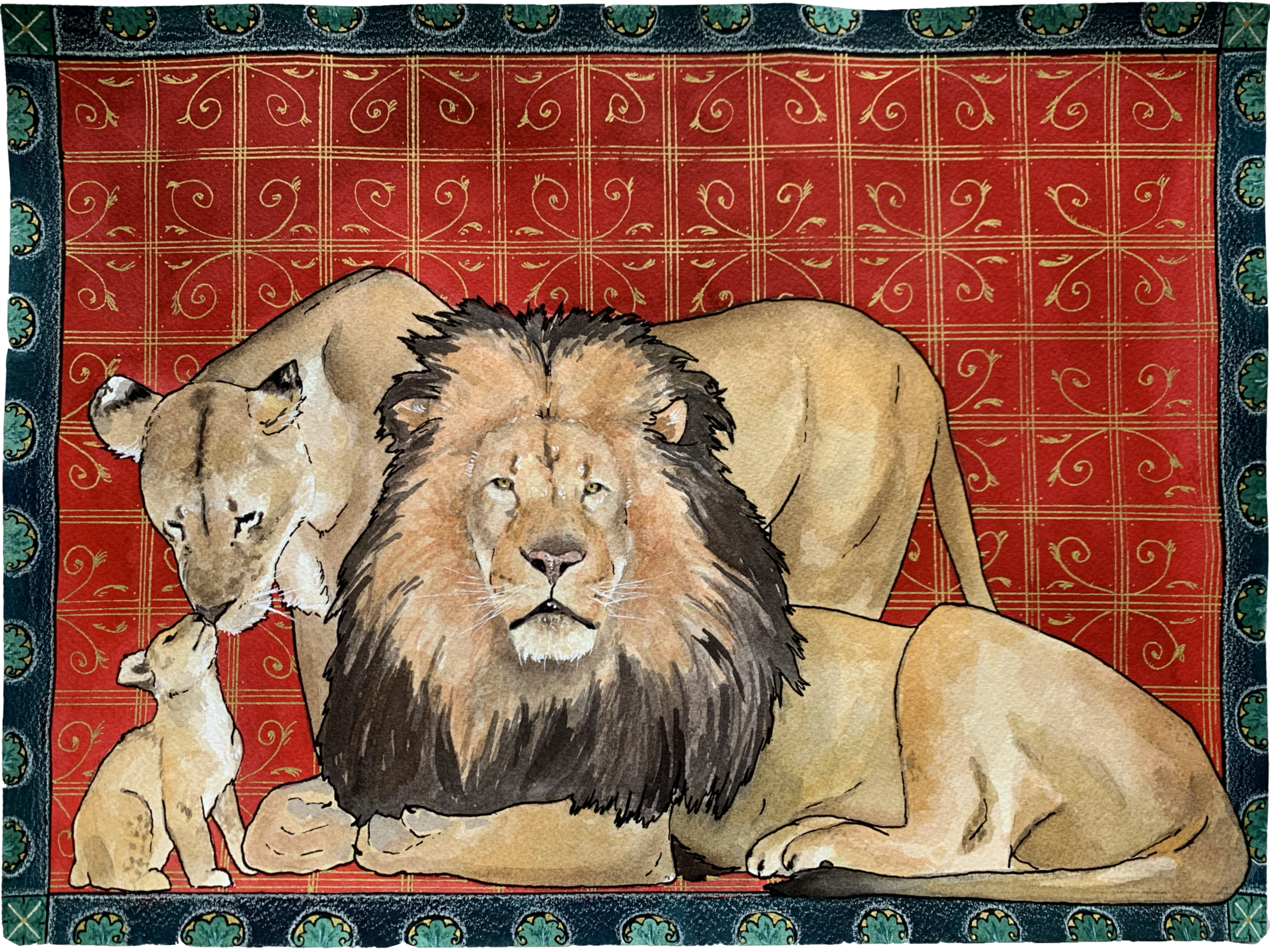 Opinions of Sheep, 2020,
Watercolor,
10” x 14”,
Lion.