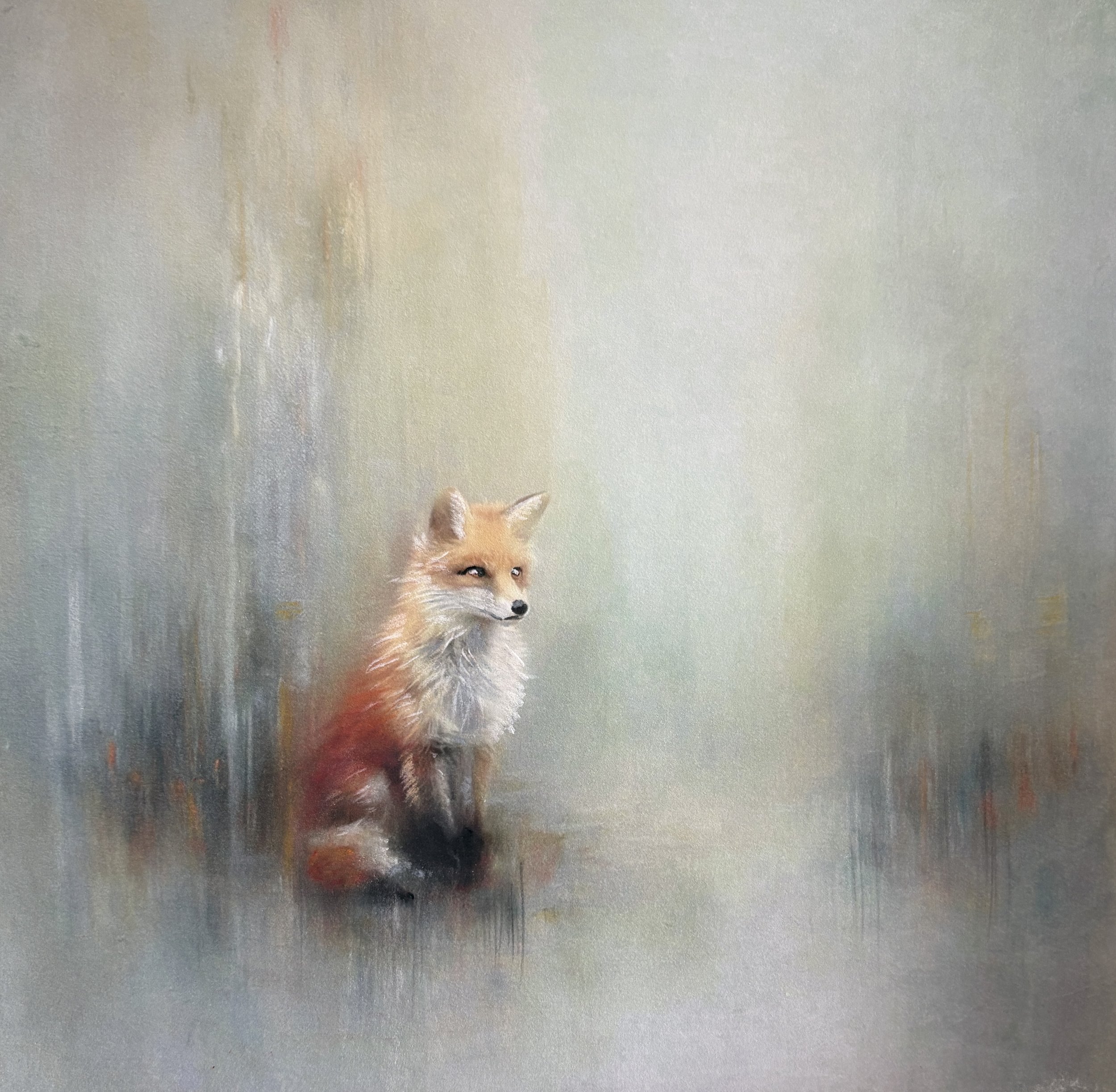 Pastel on toned gray paper