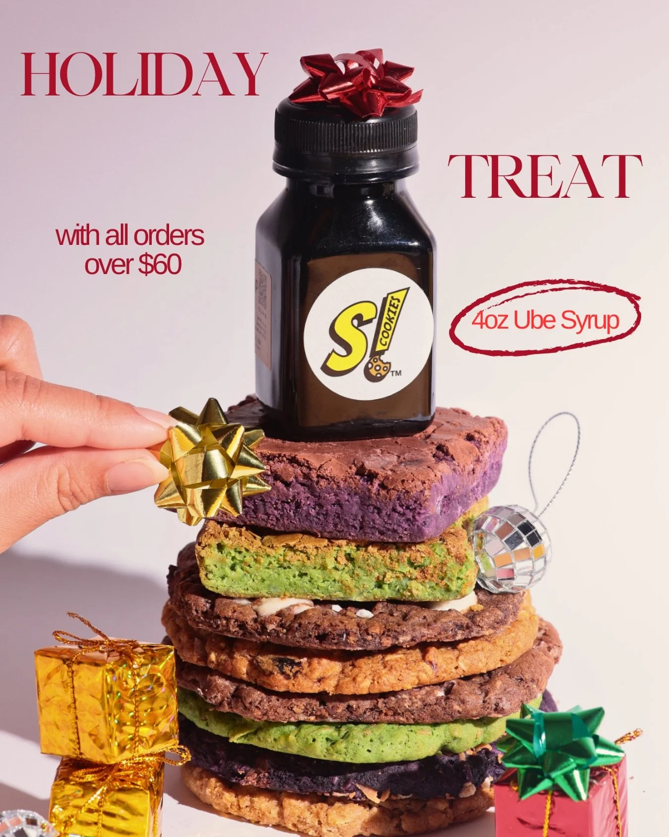 🎁 THIS JUST IN: Receive a FREE 4oz UBE Simple Syrup with orders $60 or more***

Give the gift of UBE Lattes, Matcha, Cocktails and more when you spending $60 on cookie gift boxes, blondies, variety packs and more&mdash;while supplies last ✨

***orde