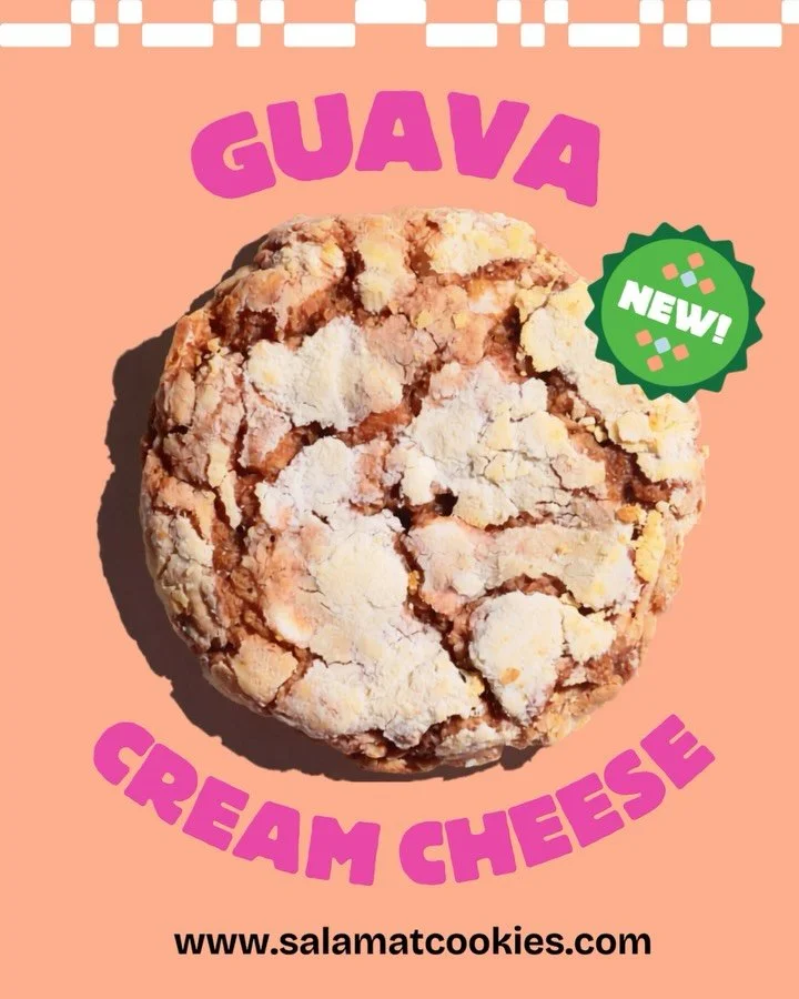 🩷 Guava Cream Cheese is here!!
 
You guys already know we love our CHEESE &mdash;enjoy the bursting, tropical flavor of guava, dried guava chunks, and guava jam, with creamy white chips, coated in salty, powdered cream cheese. YUM!

Take your tasteb