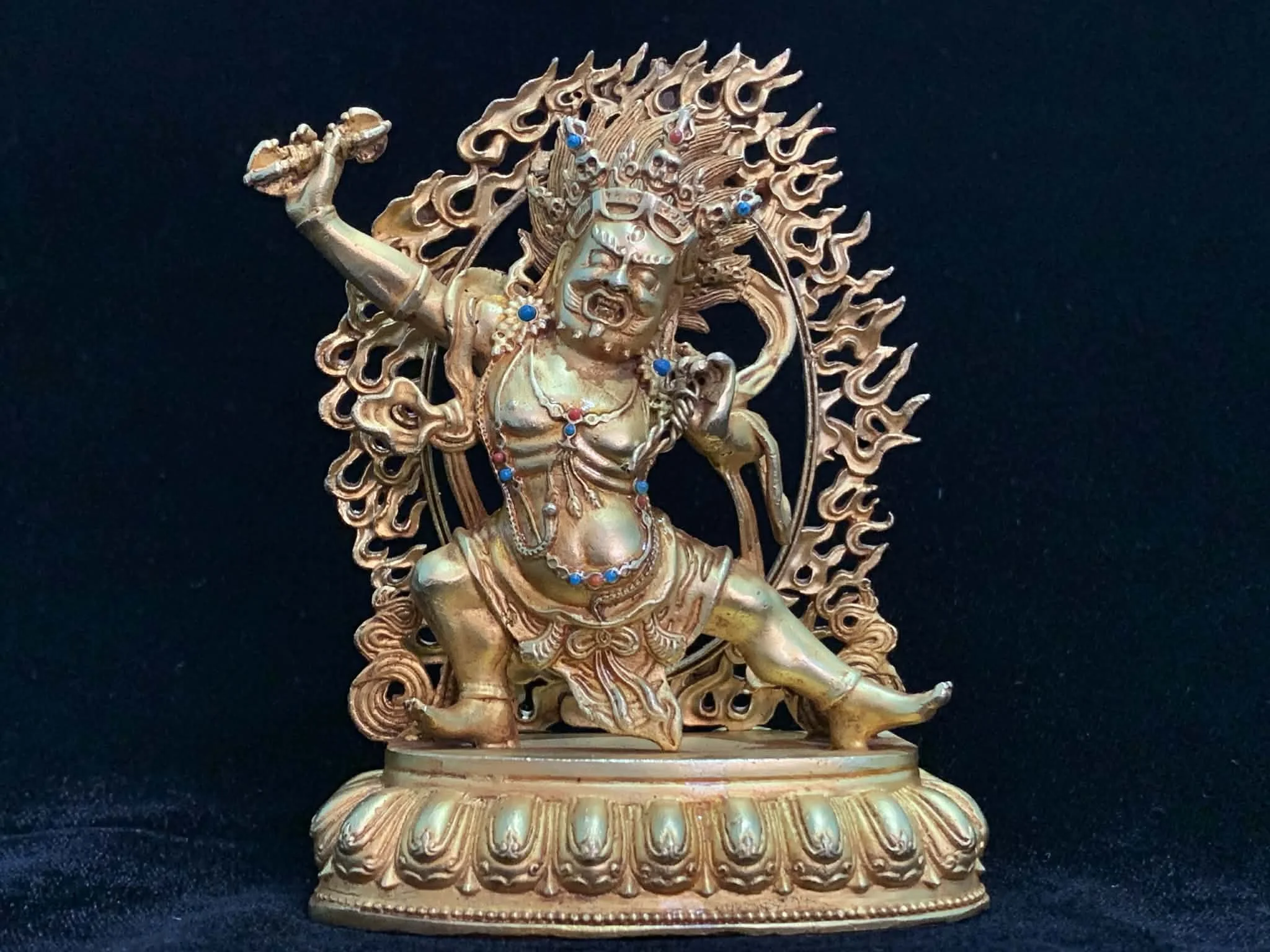Nepali Vajrapani Gold-plated Copper Buddhist Statue