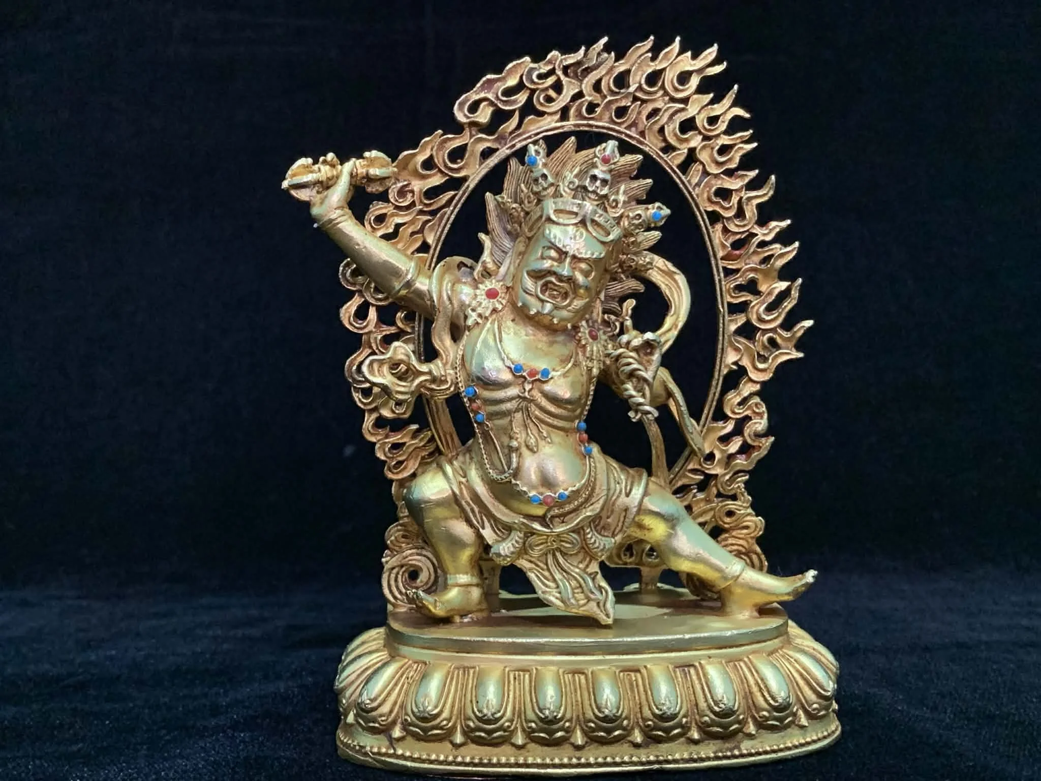 Nepali Vajrapani Gold-plated Copper Buddhist Statue