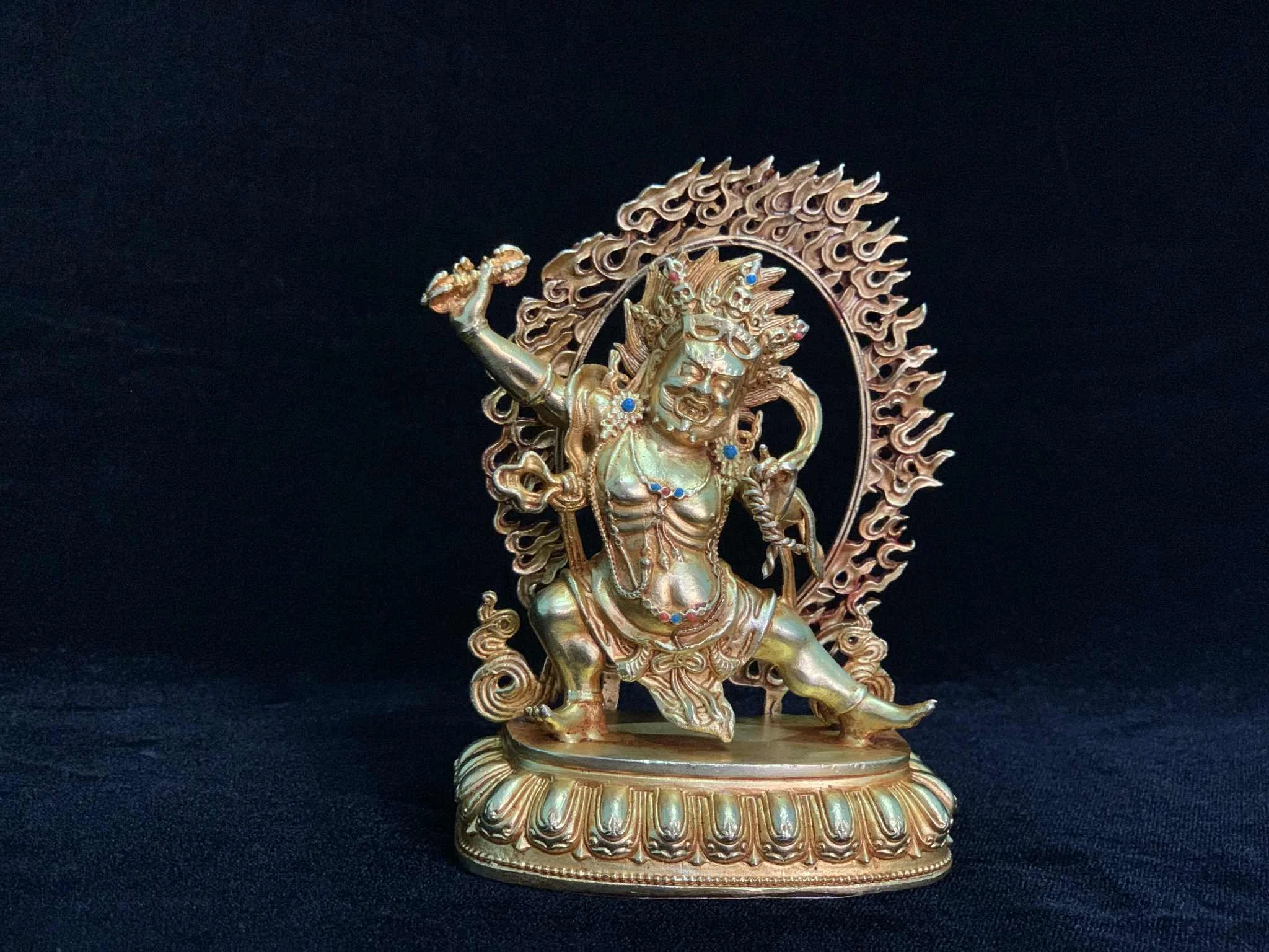 Nepali Vajrapani Gold-plated Copper Buddhist Statue