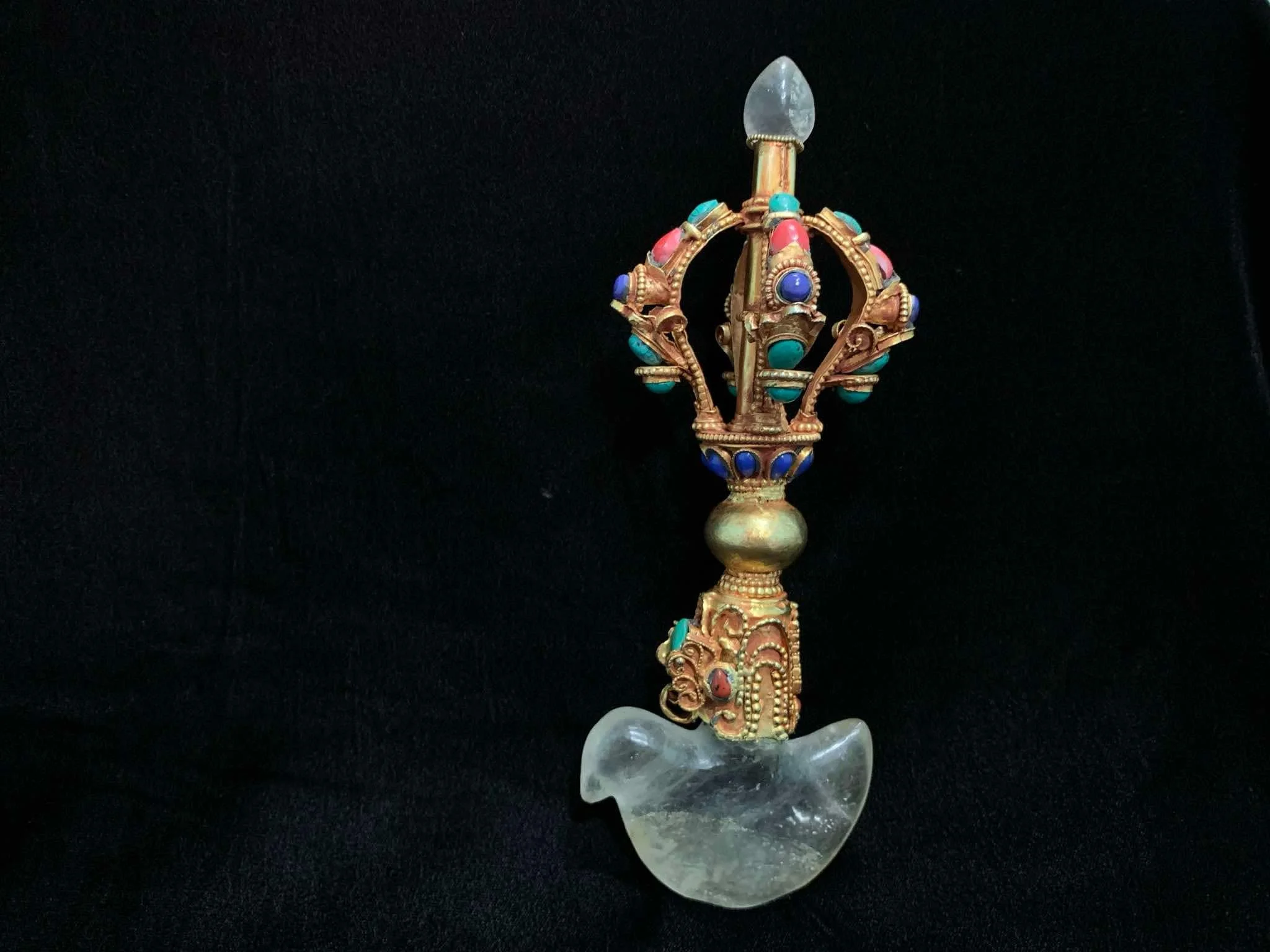 Tibetan Jeweled Buddhist Kartika Vajra Knife Axe