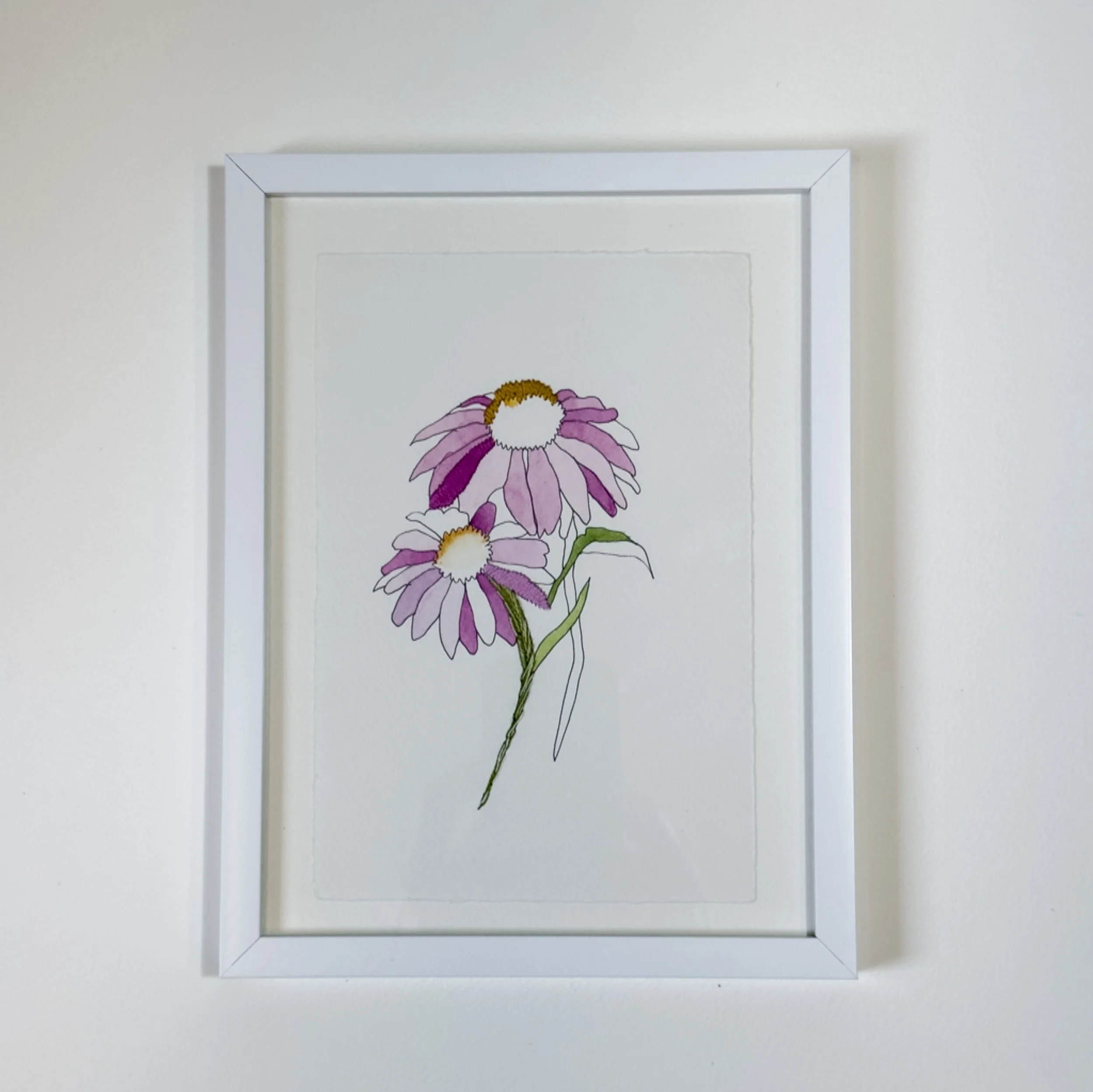 Pink Echinacea Embroidered Framed Sq.jpg