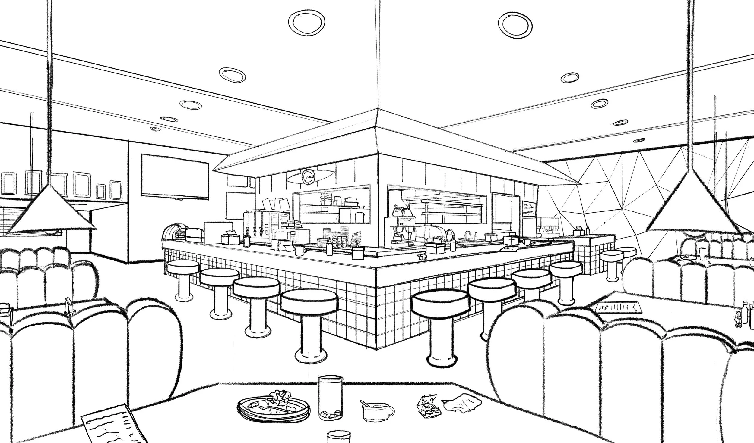 Diner Background Lineart