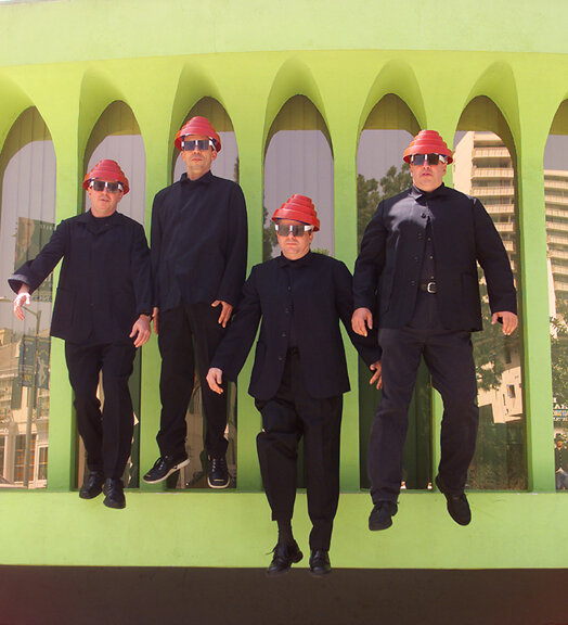  Members of Devo outside their recording studio on Sunset. Blvd. in Hollywood, Calif.  