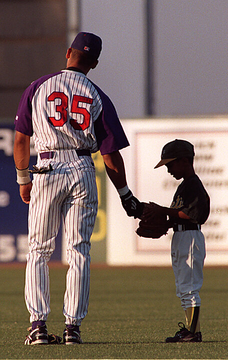  Local kids were allowed to join the players on the field, prior to the Jethawks game.  