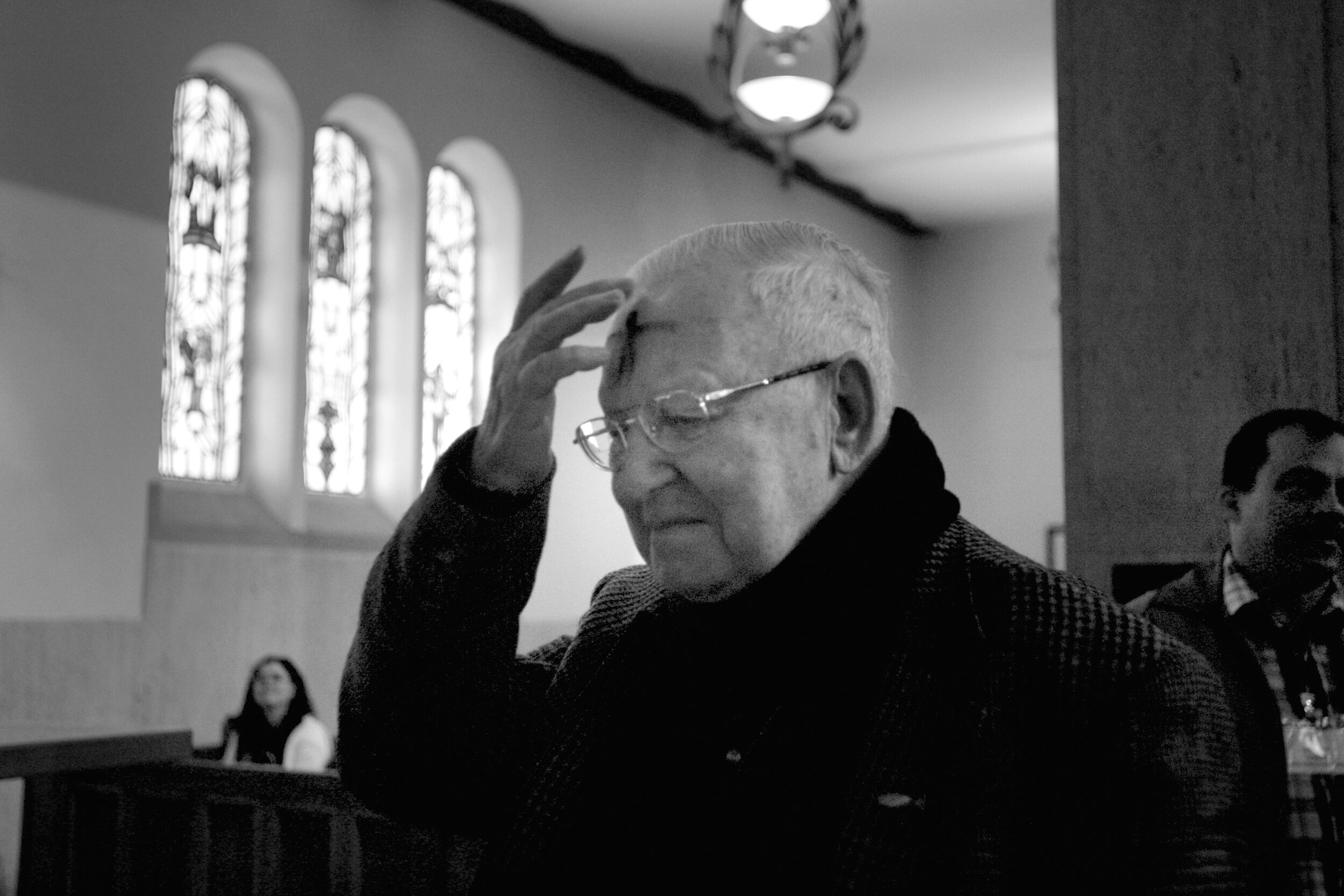  Harry Bartron, 87, a gay Catholic, makes the sign of the cross after receiving his ashes on Ash Wednesday at Blessed Sacrament Catholic Church in Hollywood, Calif. The priest marks a cross on parishioners' foreheads as a symbol of repentance. Ash We