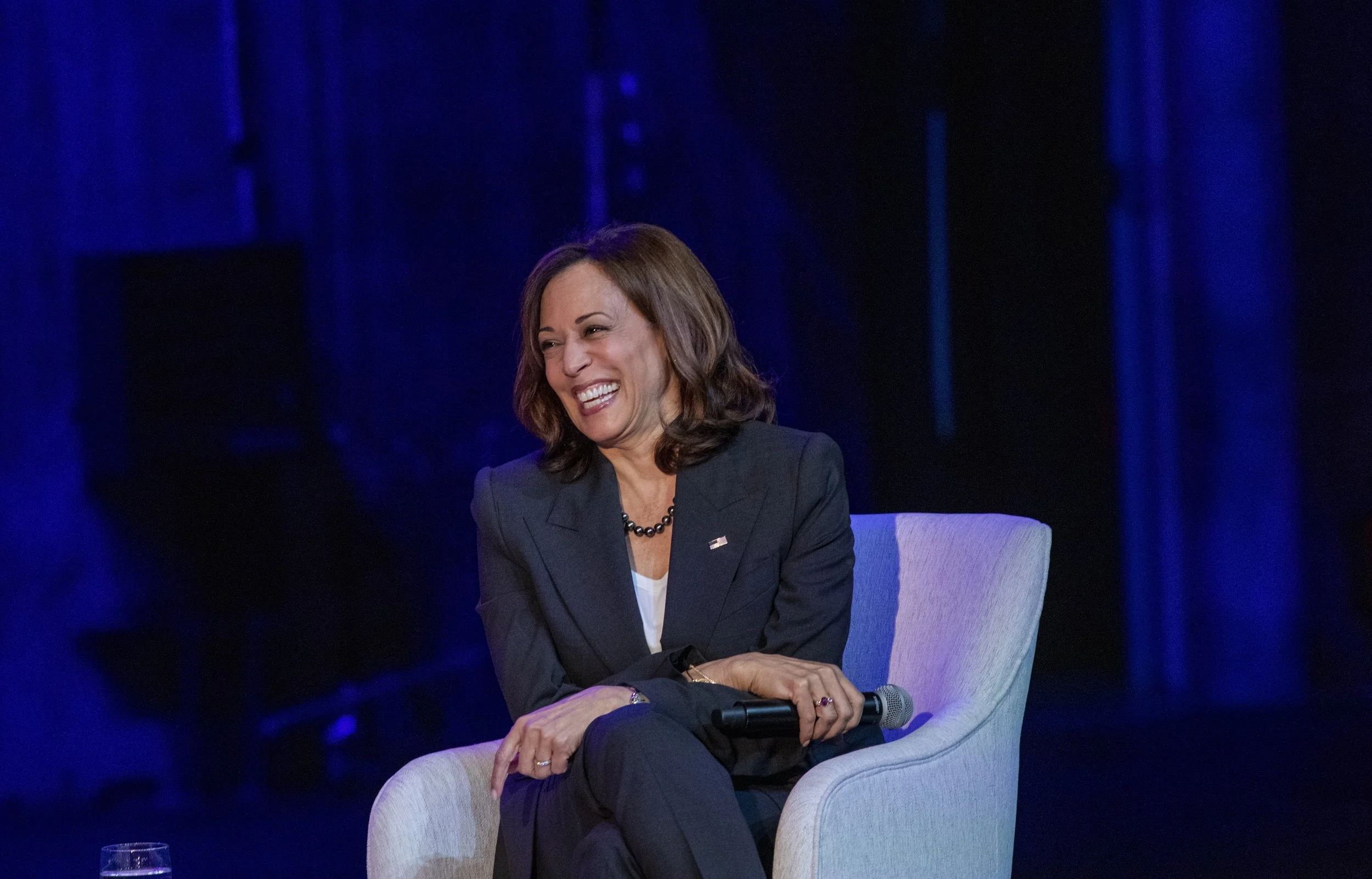  Vice President Kamala Harris speaks about reproductive rights in a conversation moderated by Congresswoman Karen Bass and Celinda Vázquez, the vice president of public affairs for Planned Parenthood Los Angeles, at the Nate Holden Performing Arts Ce