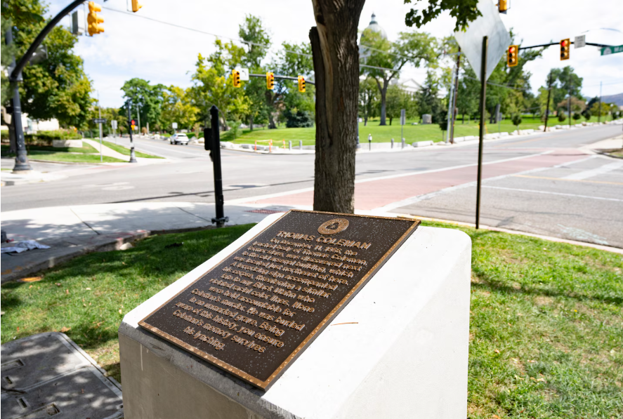 Thomas Coleman's Marker across from the Salt Lake City capitol