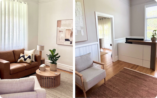 A psychology room and reception