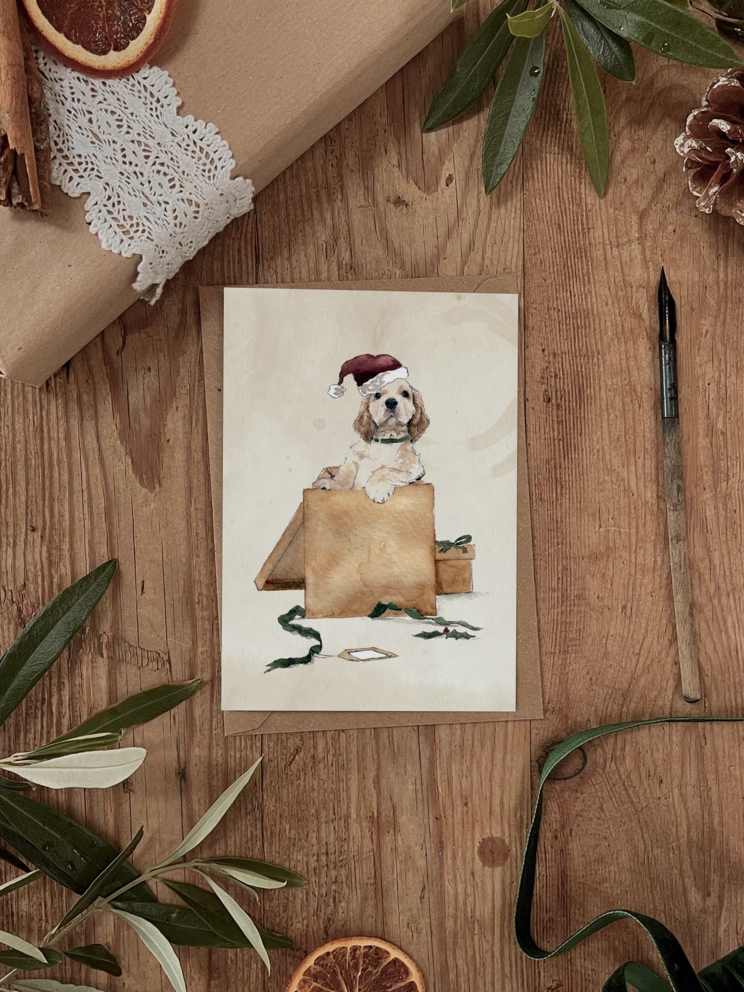 Recycled Straw Poppy Puppy Card