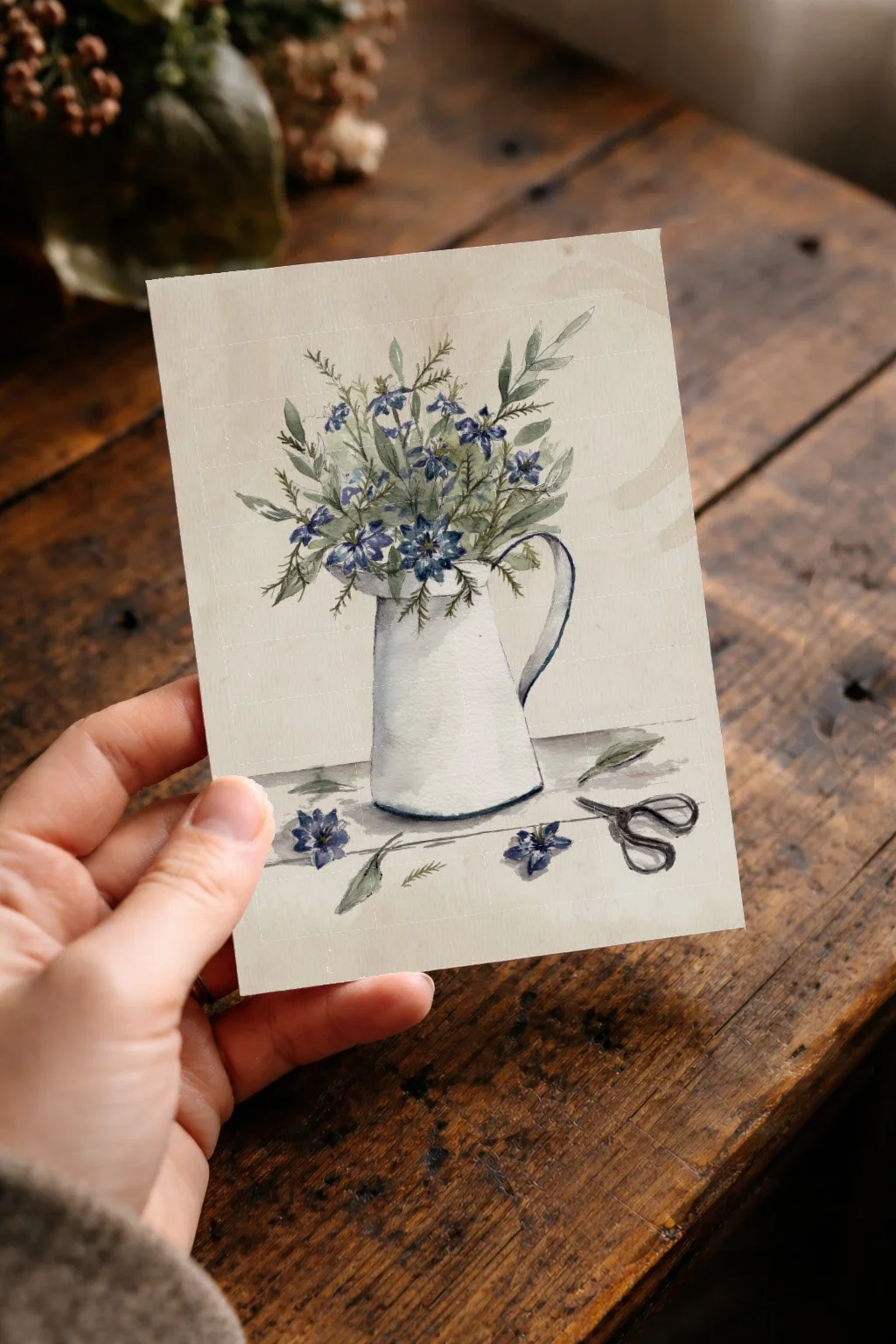 Recycled Straw Nigella In Jug Card