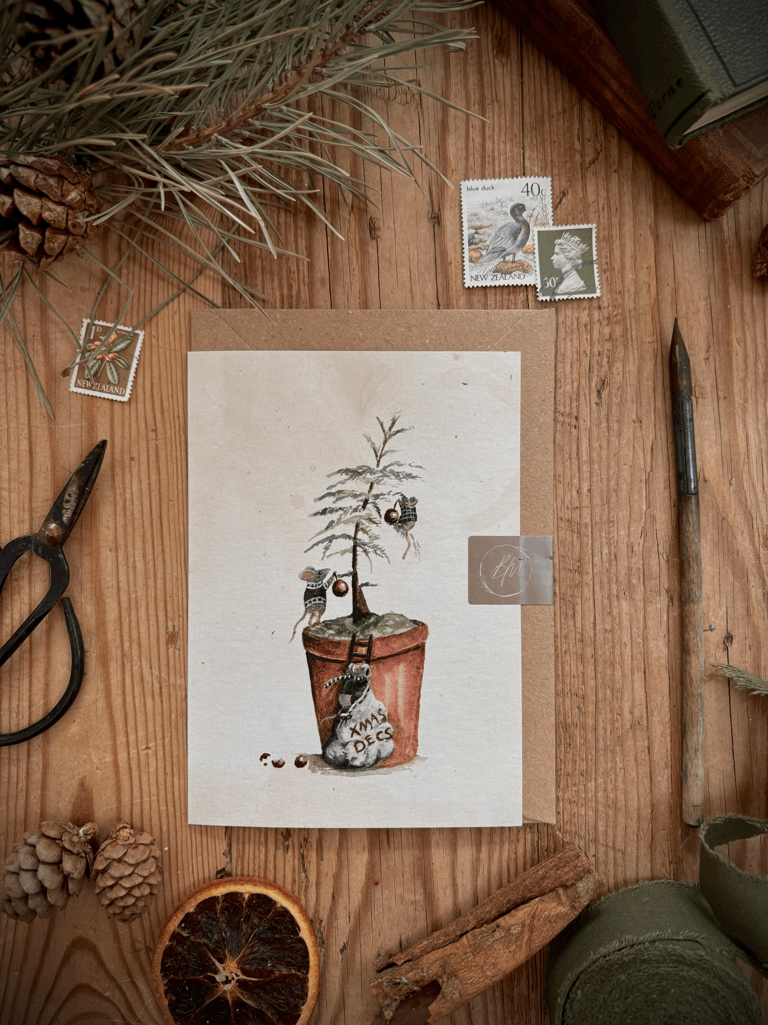 Recycled Straw Let's Decorate The Tree Card