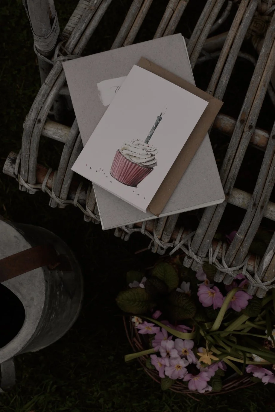 Luxury Personalised Happy Birthday Greeting Card from Brooke Marie Illustration - Watercolour Baking Cupcake with Candle