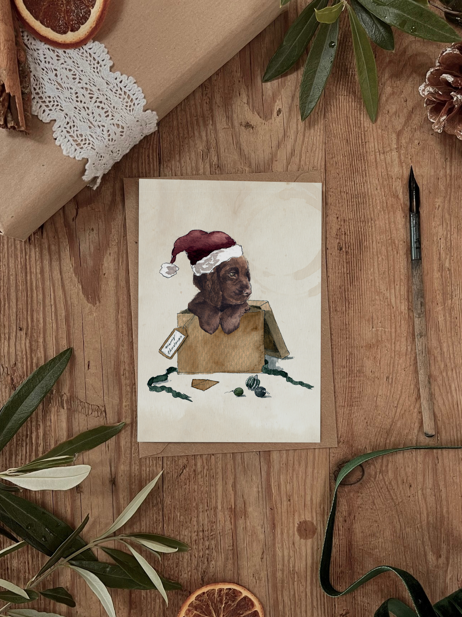 Recycled Straw Dougie Puppy Card