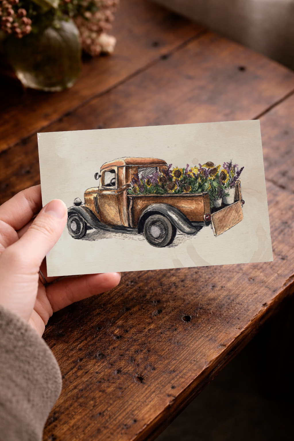 Recycled Straw Flower Truck