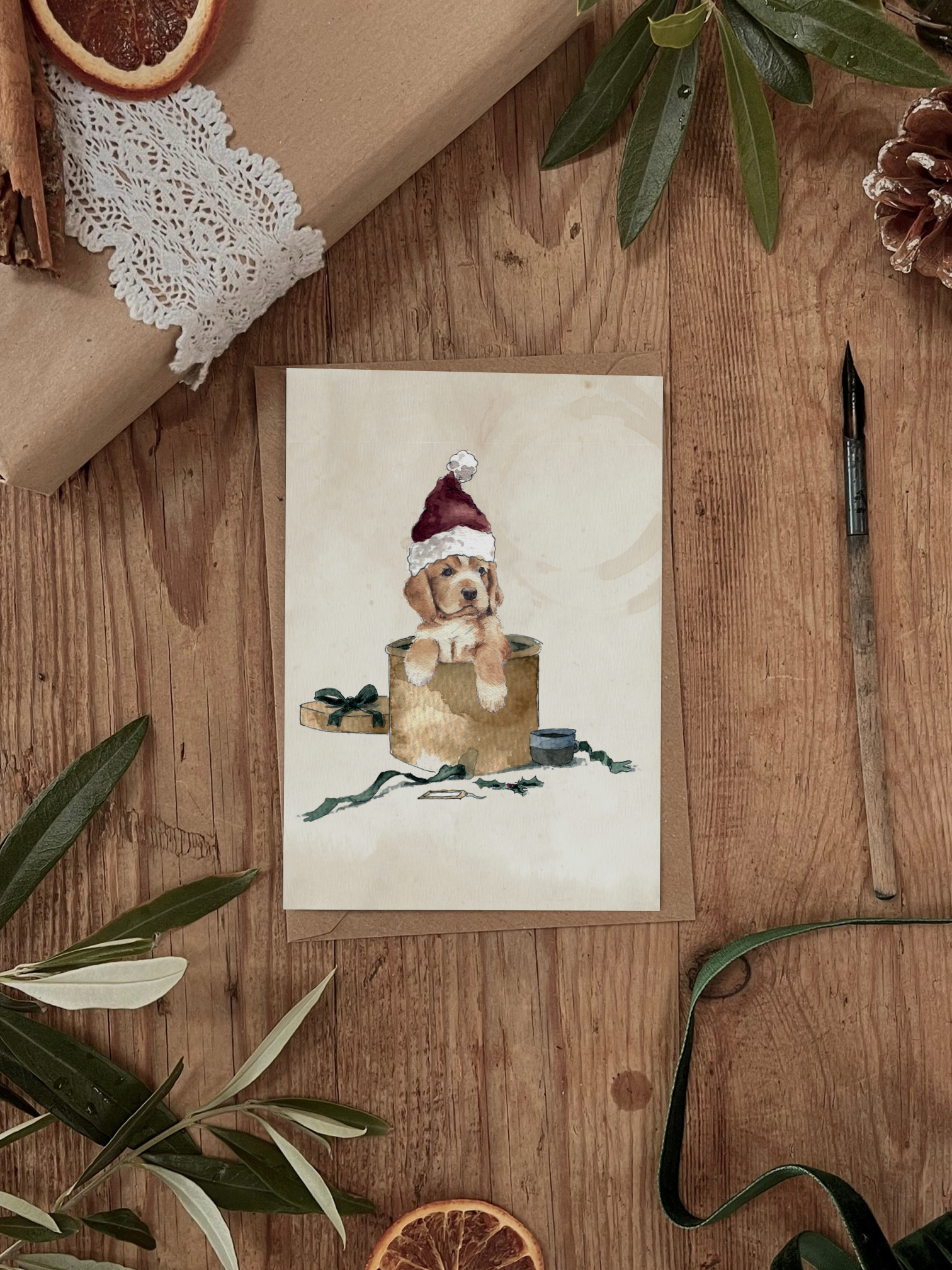 Recycled Straw Parsnip Puppy Card