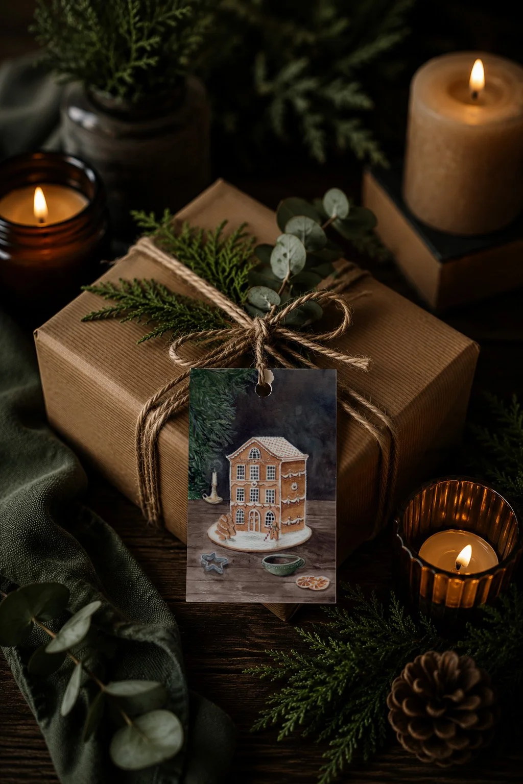 Recycled Gingerbread Mansion Gift Tag