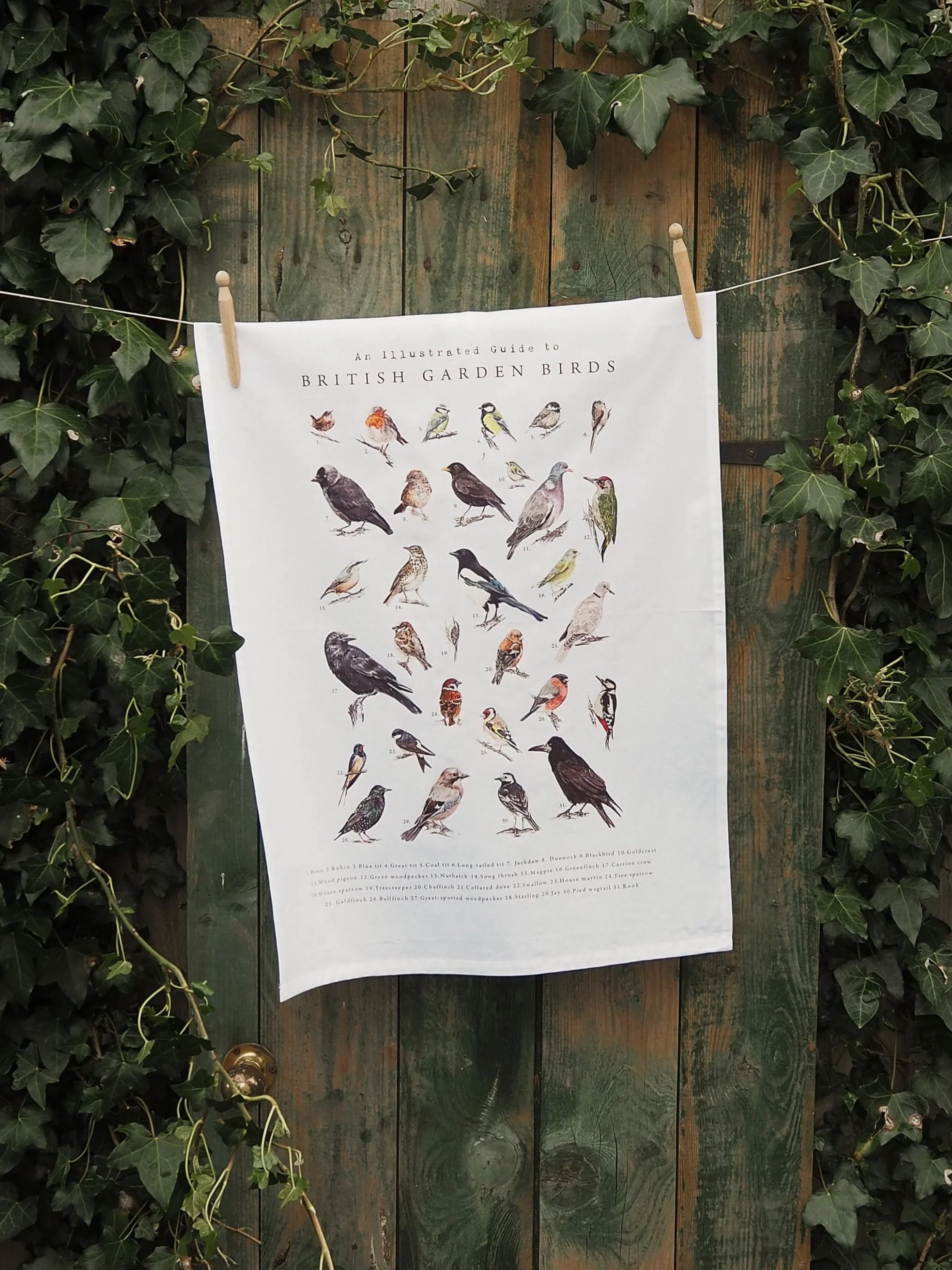 British Garden Birds Tea Towel
