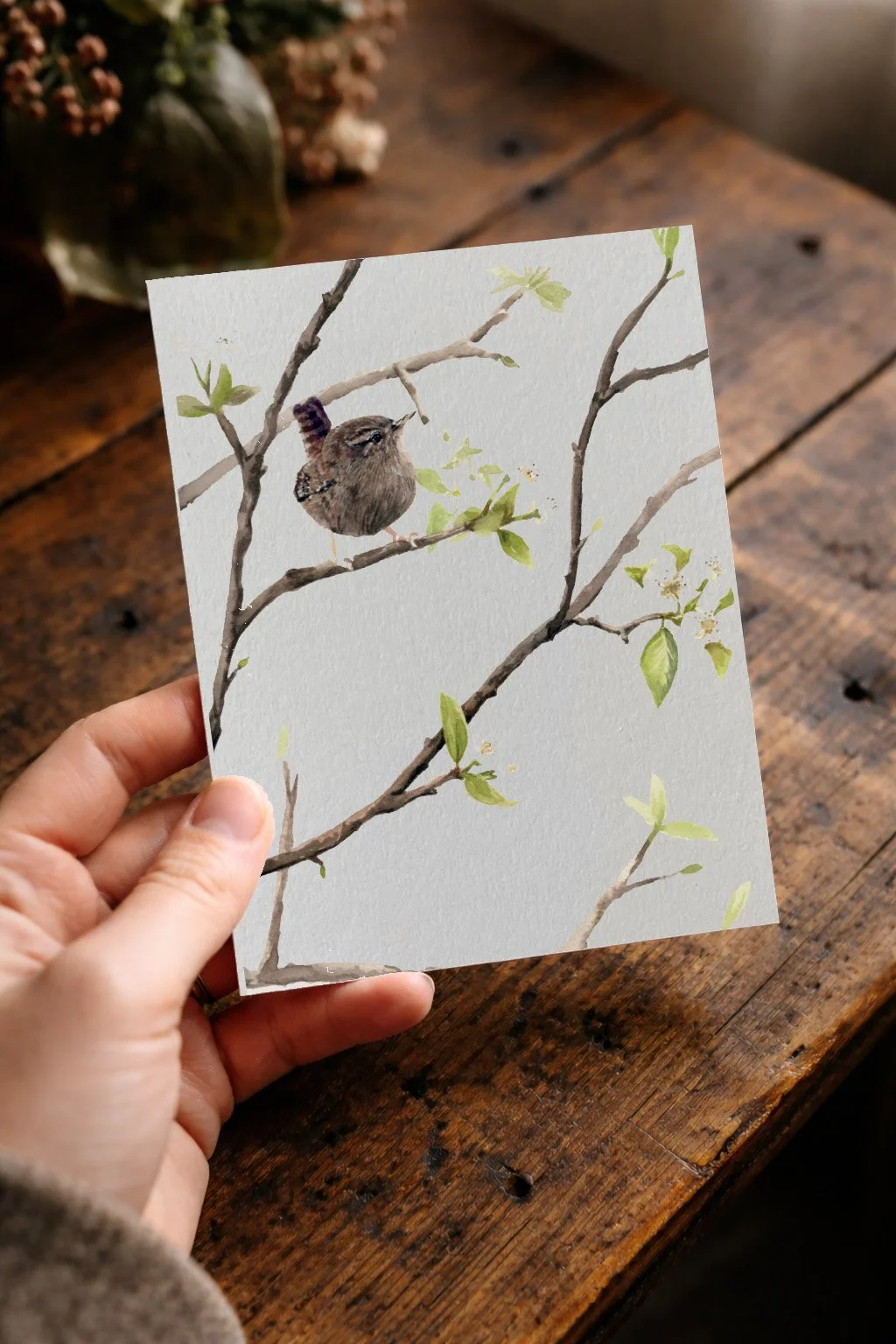 Recycled Straw Little Jenny Wren Card