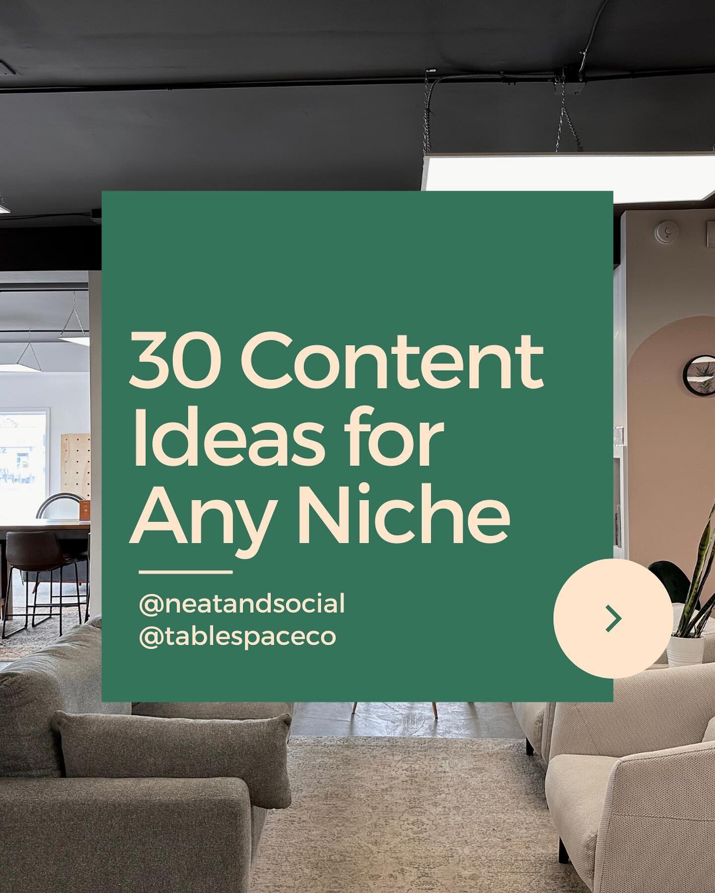 It's time to kick off your week with some fresh inspiration.

Throw these ideas in your bag of tricks to make your next post stand out.

If you like these, make sure to follow us for more. 😀

@tablespaceco
@neatandsocial