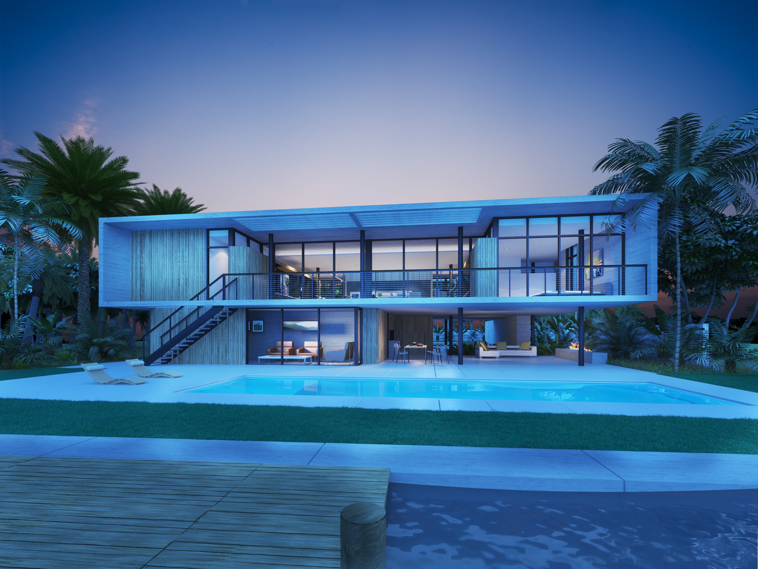 03-Siesta Key Bay House Dusk Dock.jpg
