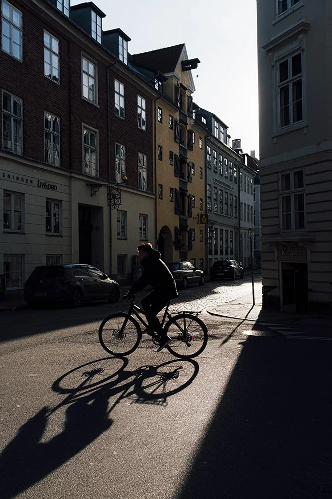 Cyclist in Copenhagen Denmark.