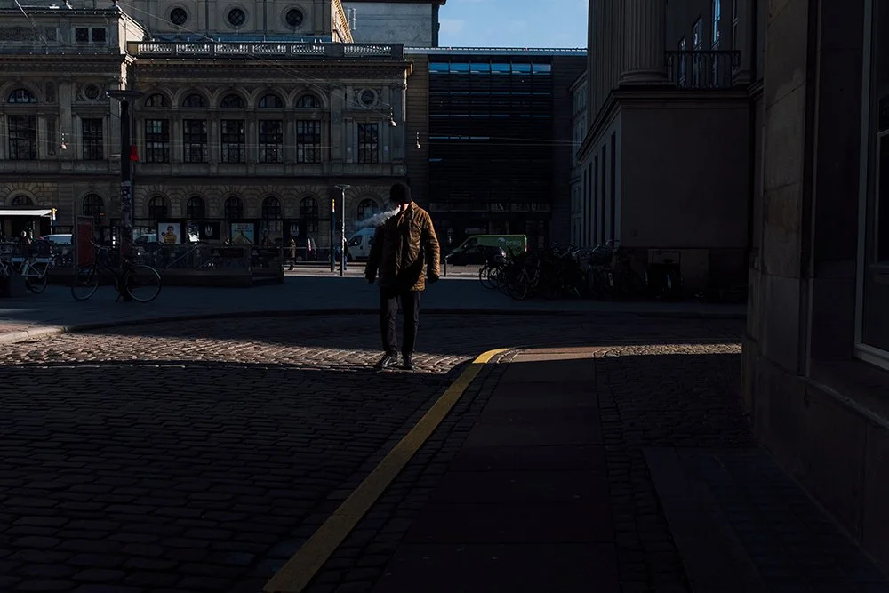 Man walking in central Copenhagen