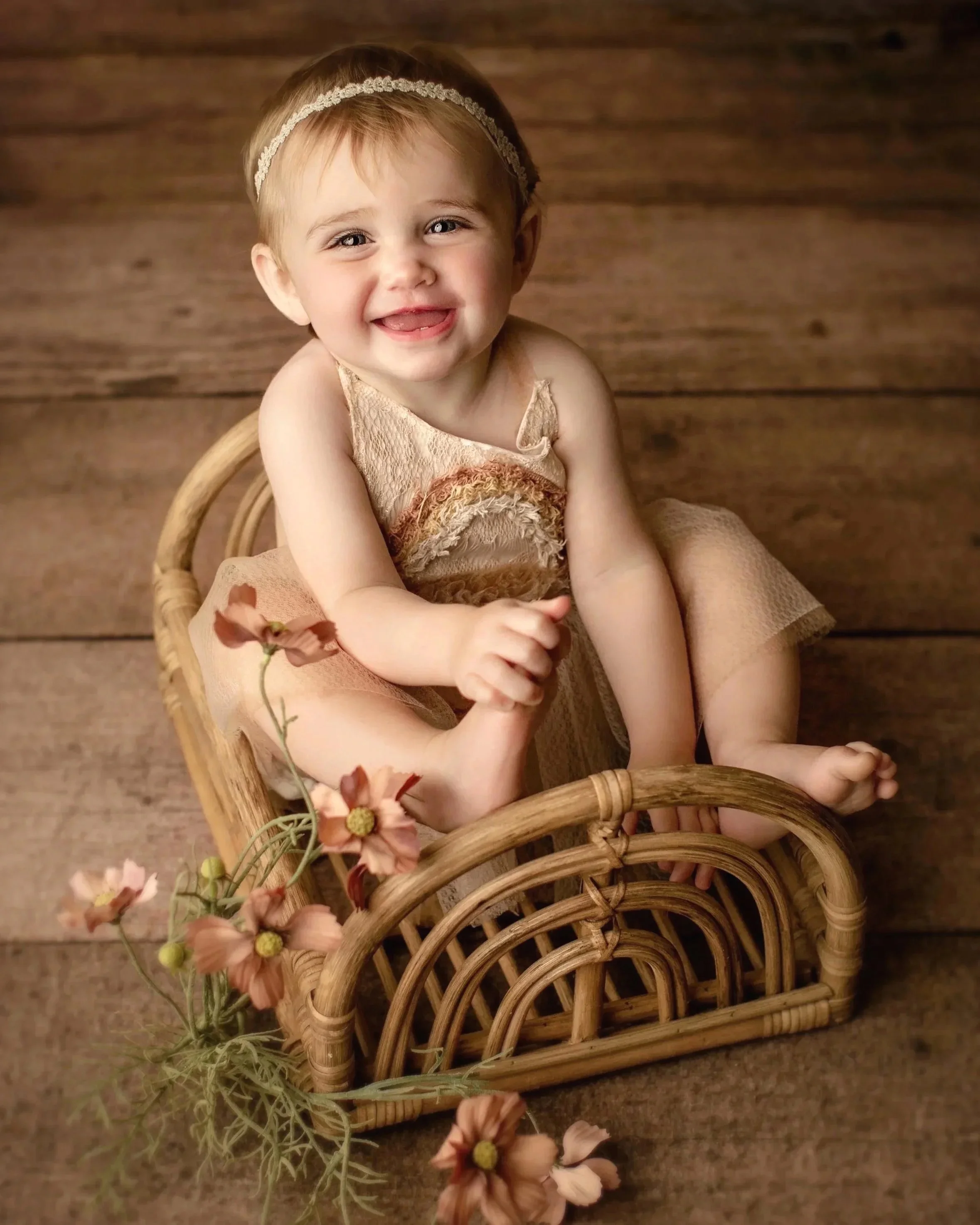 cute baby girl portrait in the Vacaville and Fairfield area for a cake smash one year old