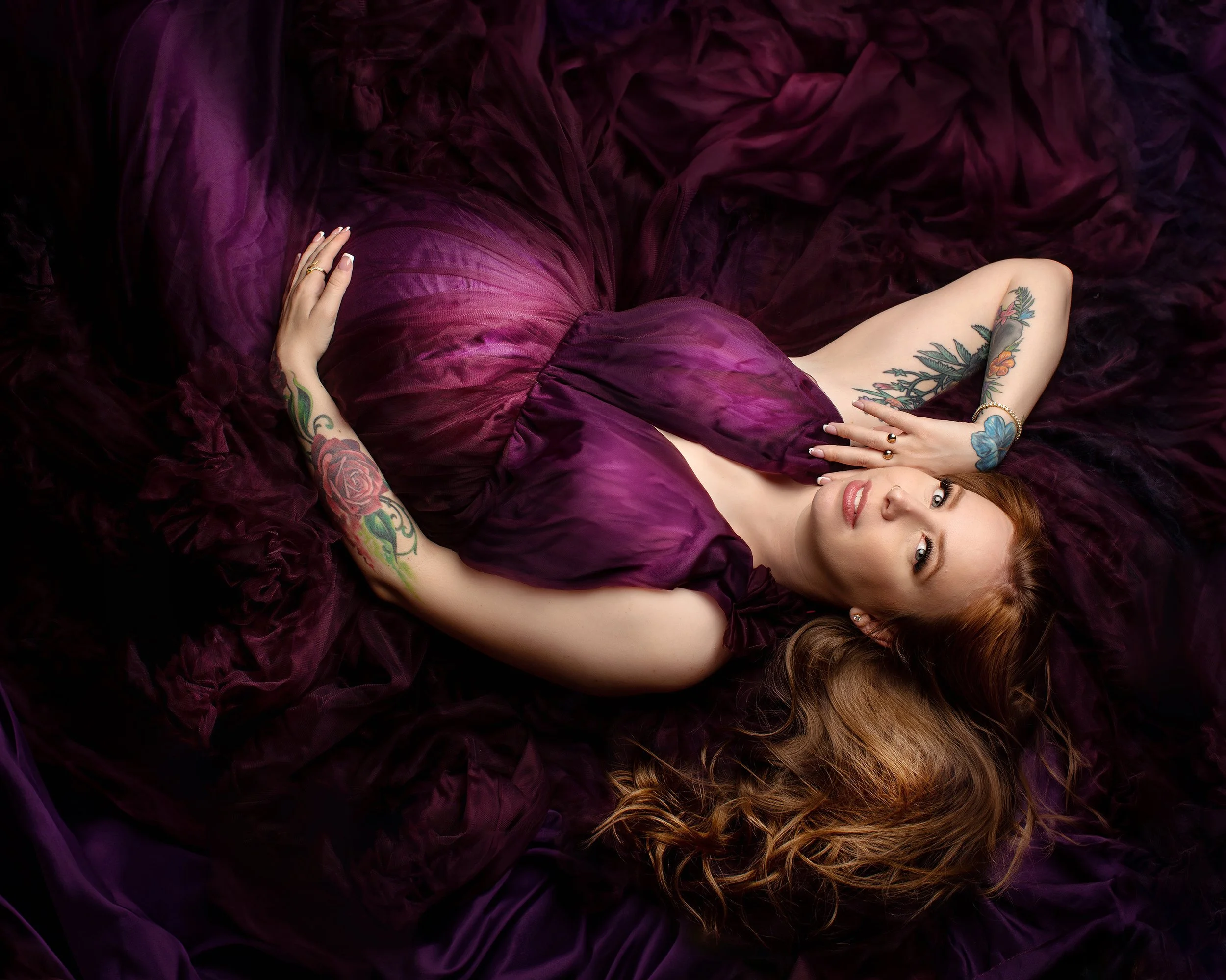 Bay Area indoor maternity photography capturing serene and intimate pregnancy moments in studio.