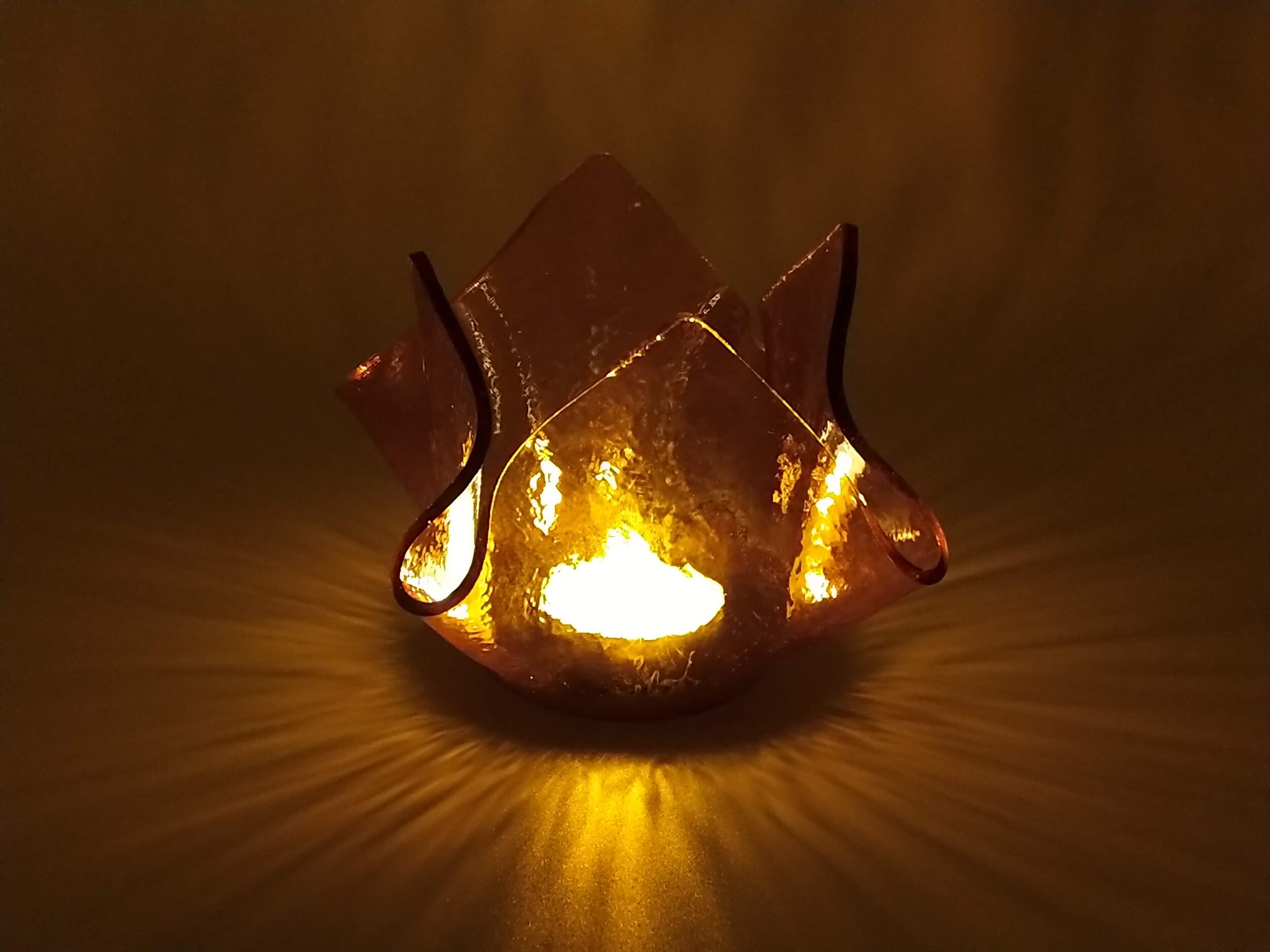 Orange candle holder, Glass art, Candle holder, Glass candle holder, Unique gift ideas