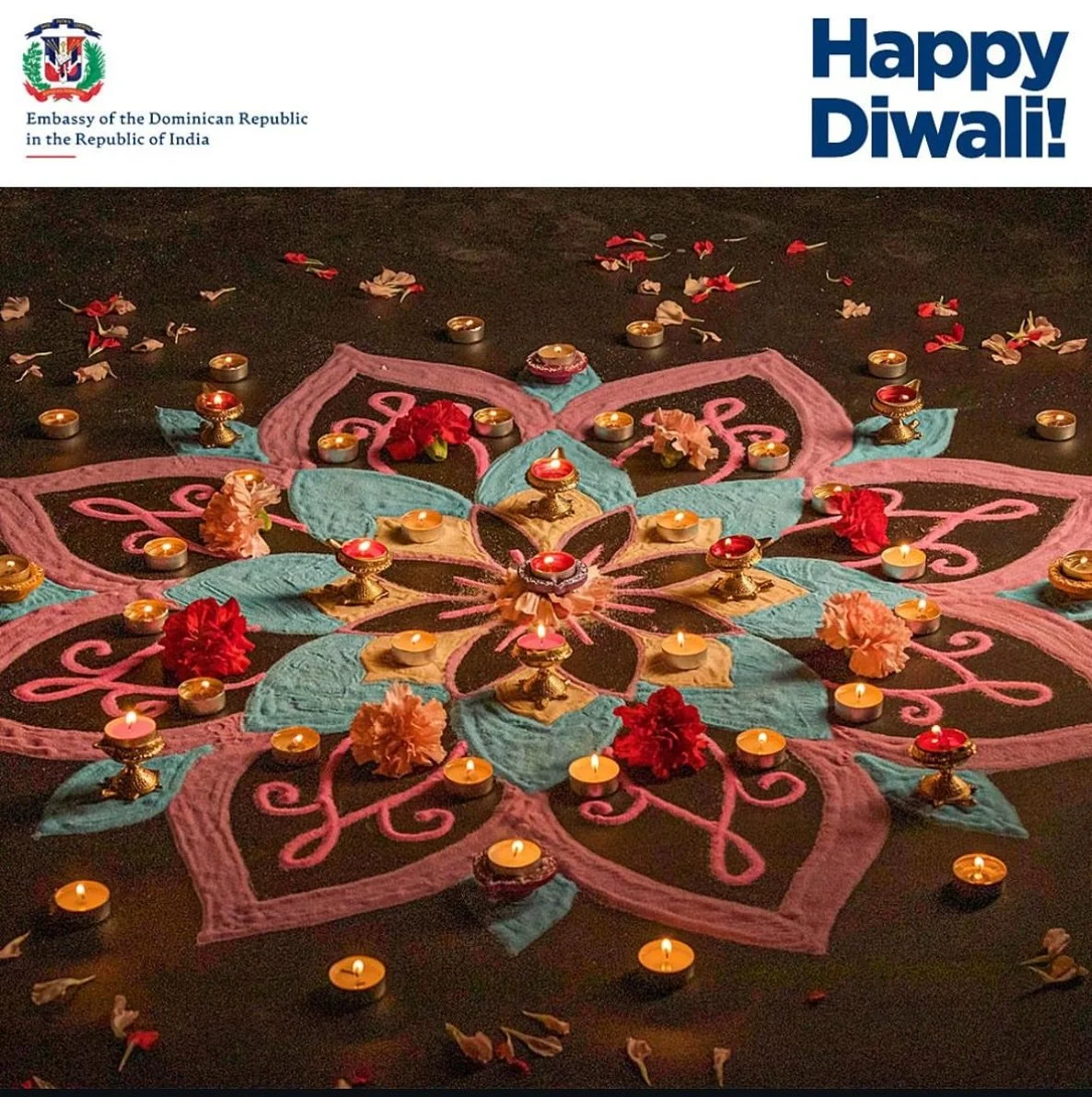 On the joyous occasion of Diwali, I extend my heartfelt wishes to you and your family.
May the Festival of Lights fill your days with joy and your home with peace and prosperity.
~ H.E. Francisco Comprés H.