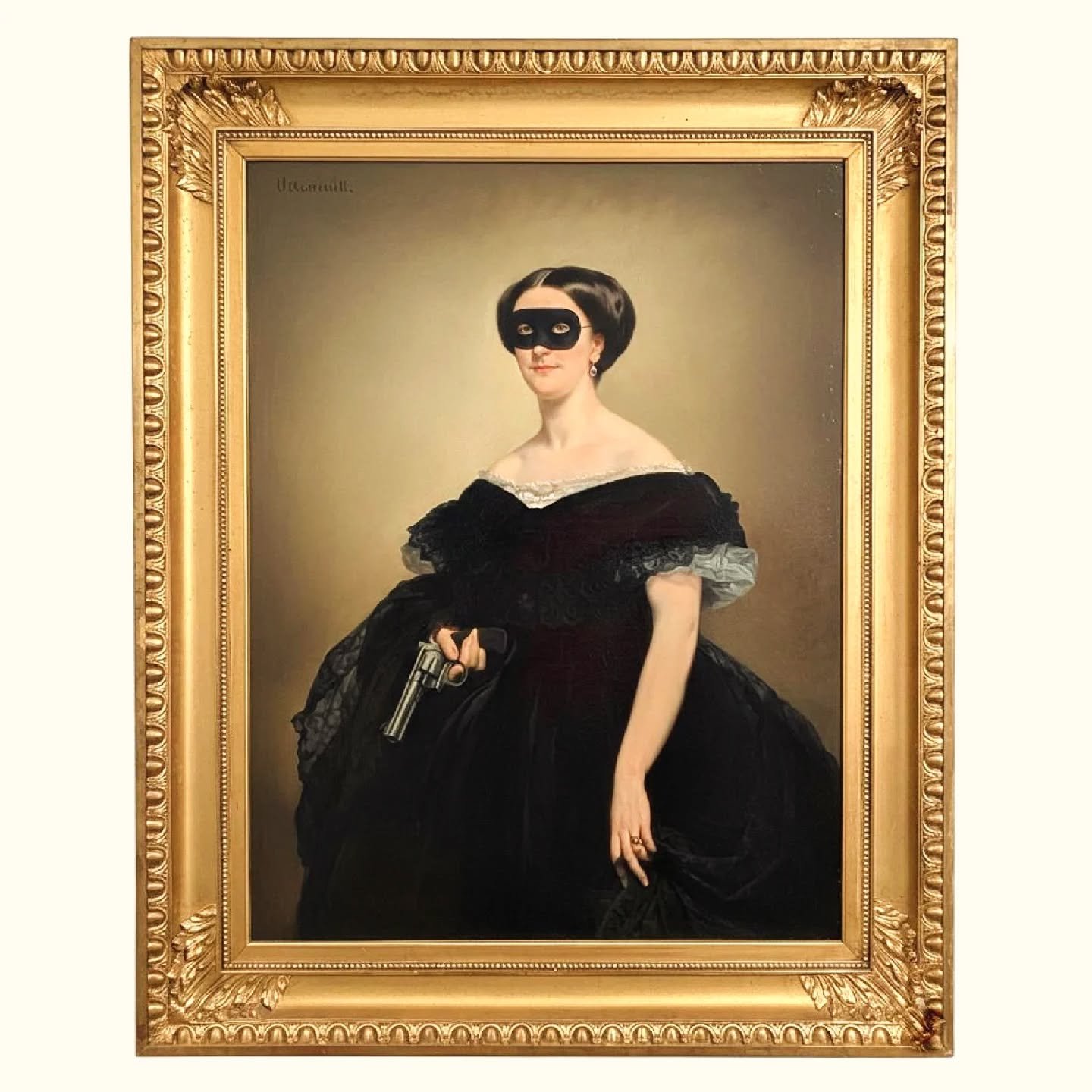 Ascenseur pour l'&Eacute;chafaud 
H 165 cm 
L 130 cm 
Oil on canvas