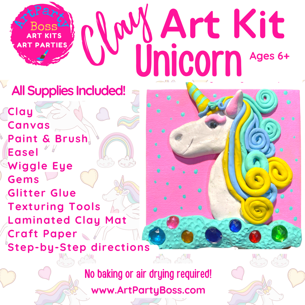 Kids Clay Unicorn Art Kit  Art Party Boss — Art Party Boss
