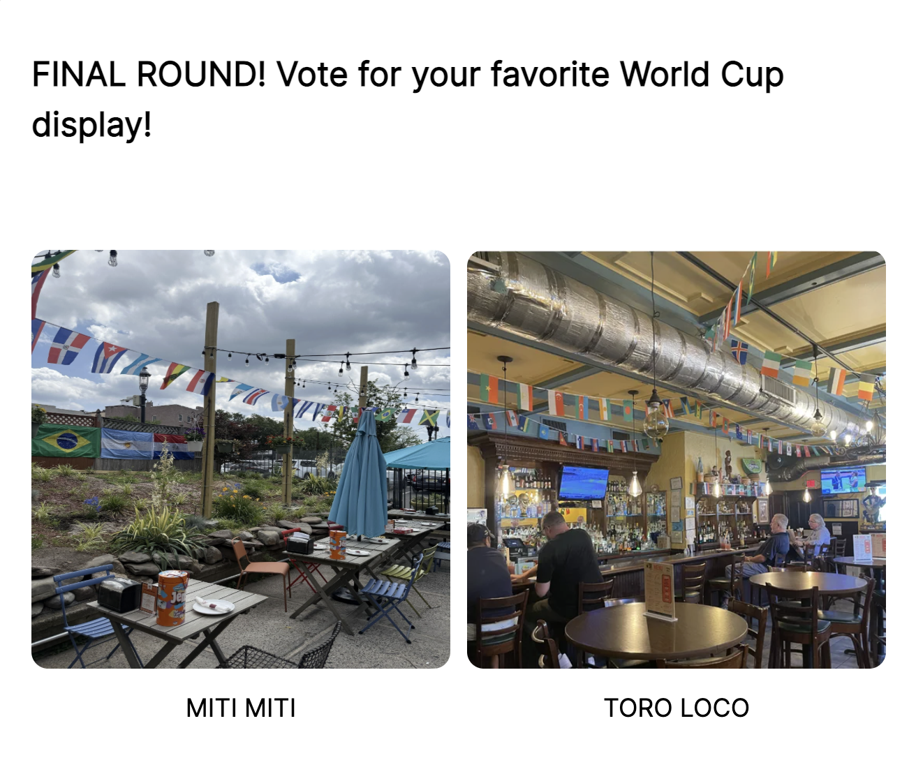 WORLD CUP STOREFRONT SHOWDOWN - FINAL ROUND