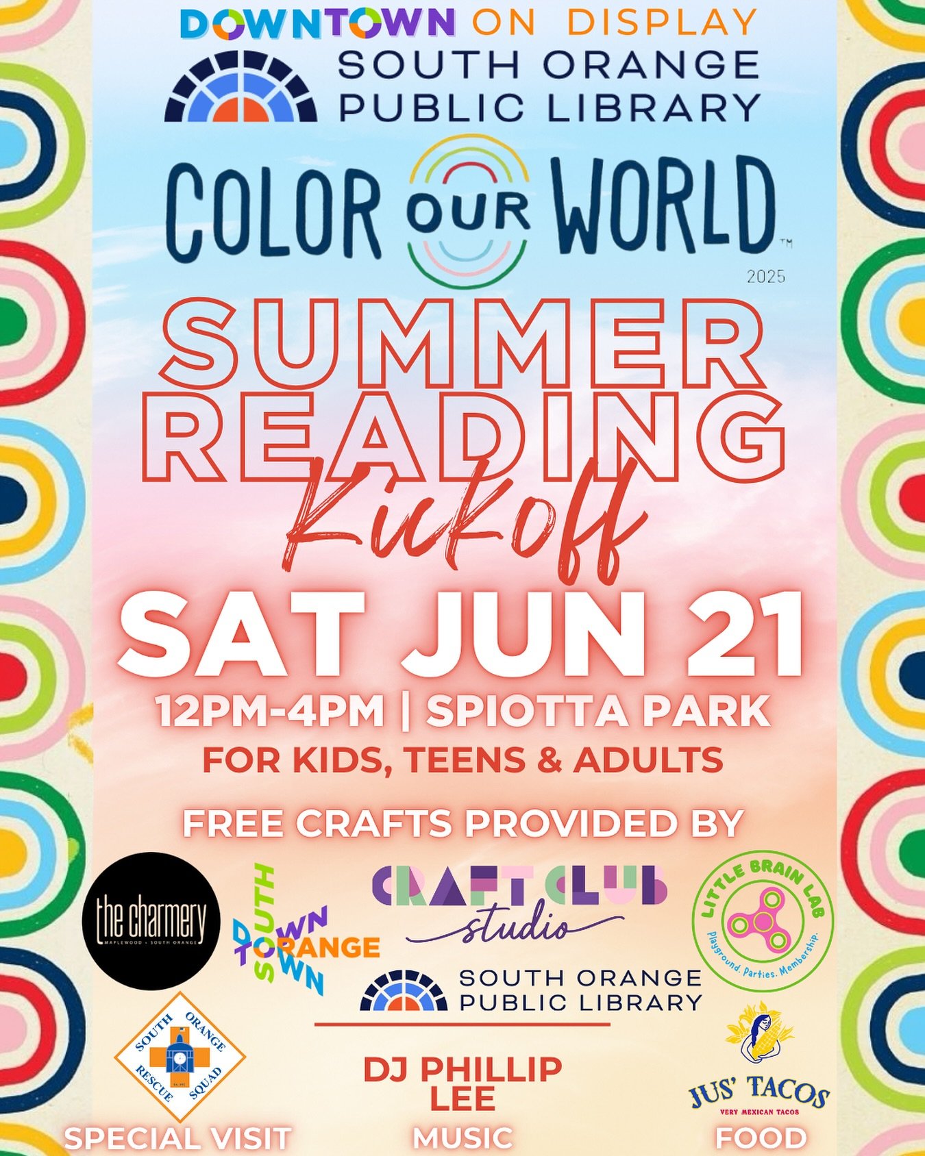 📚🌈 Join us for the South Orange Public Library Summer Reading Kickoff: Color Our World on Saturday, June 21 from 12PM&ndash;4PM at Spiotta Park!

Presented by the South Orange Public Library as part of Downtown on Display, this colorful afternoon o
