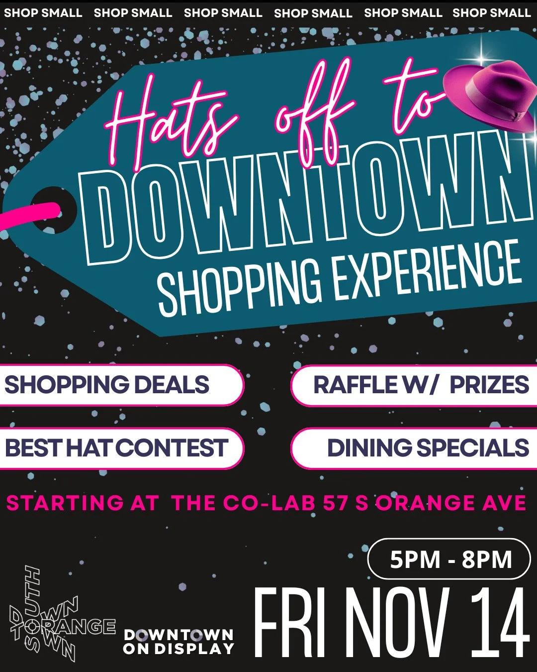 🎩 Grab your friends and head to South Orange Downtown on Friday, November 14 from 5PM - 8PM for Hats Off to Downtown, our district-wide shopping crawl celebrating our amazing local businesses 🎉🛍️🍽️ 
🎁 Stroll through downtown, shop exclusive d