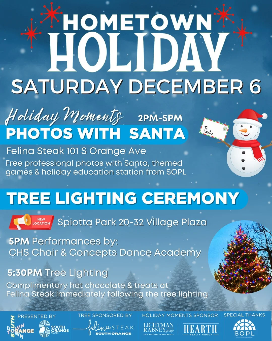 🎄✨ Get ready to kick off the season at South Orange&rsquo;s Hometown Holiday Celebration on Saturday, December 6, from **2&ndash;6 PM!**⁠
⁠
🎅 From FREE professional Santa photos and kids&rsquo; crafts to live performances and our beloved community 