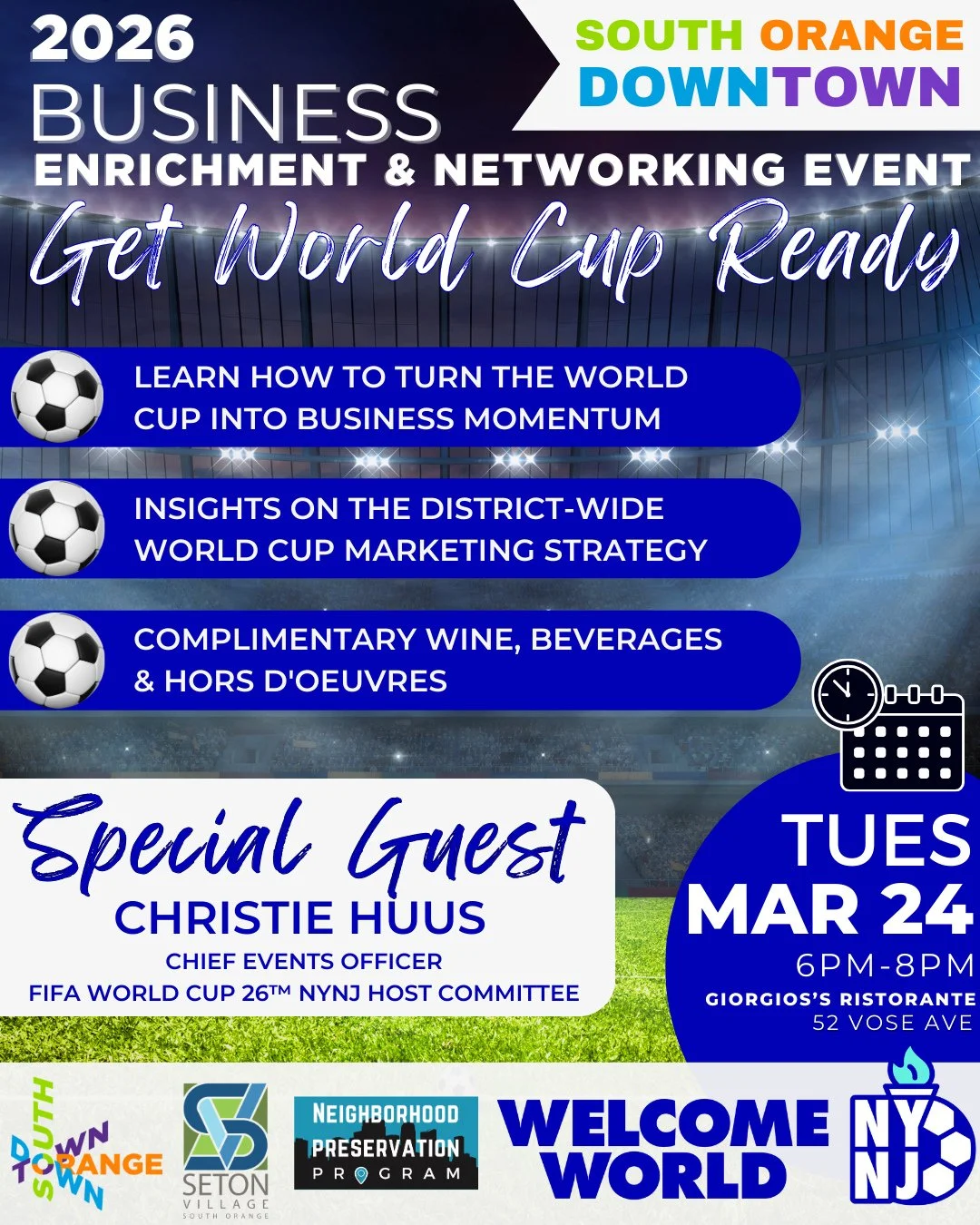 📣🚨Calling South Orange Downtown and Seton Village businesses ⚽🌎⁠
⁠
The World Cup is coming to our region and now is the time to get ready. This is your chance to turn a global moment into real momentum for your business!⁠
⁠
Join us March 24th for 