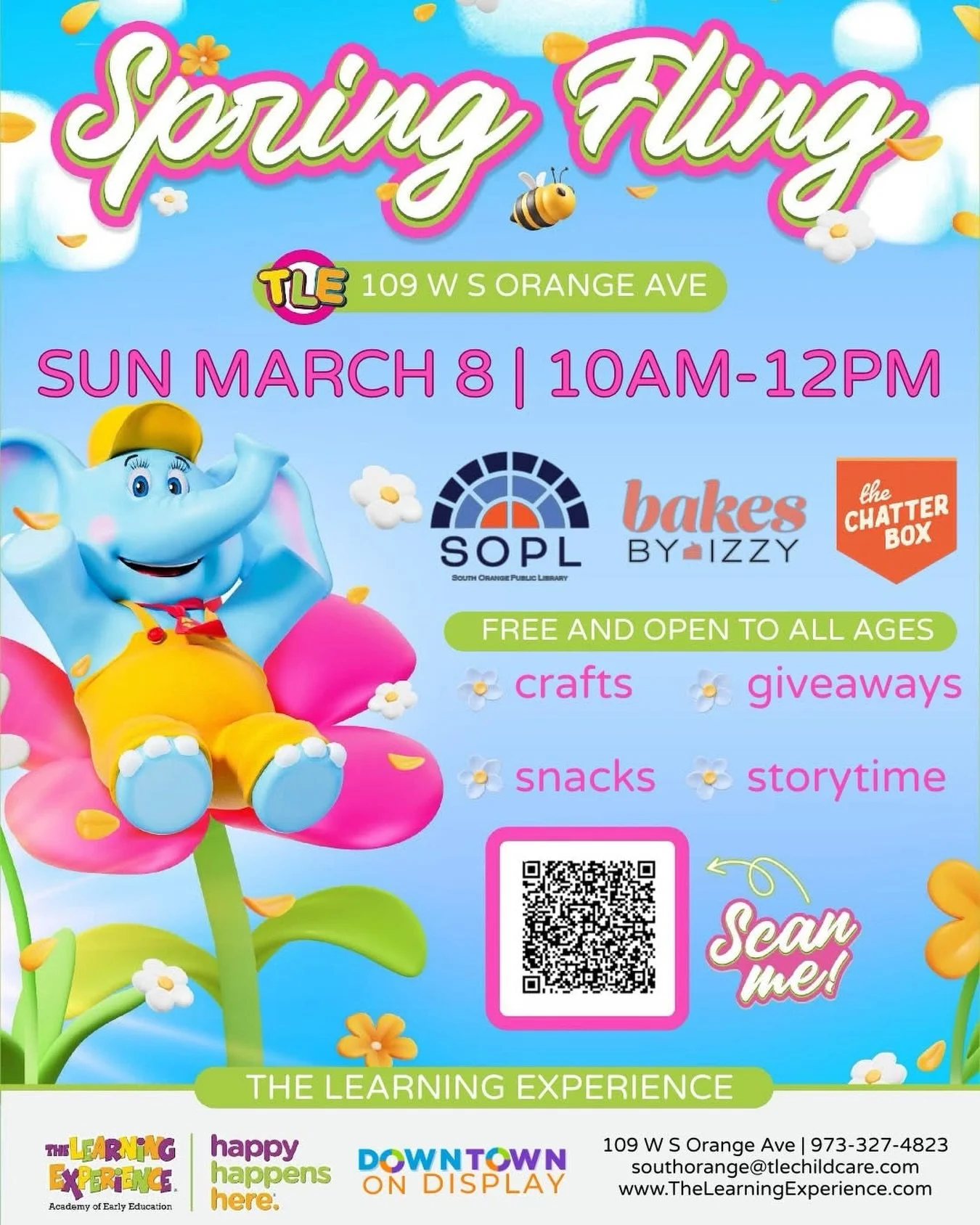 ☀️Lose an hour&hellip;gain a FREE morning of FUN at The Learning Experience&rsquo;s Spring Fling today, Sunday, March 8 from 10AM - 12PM ⏰️⁠
⁠
Don&rsquo;t miss storytime with Ms Keisha from the @so_library and The Chatterbox Books, plus crafts, snack