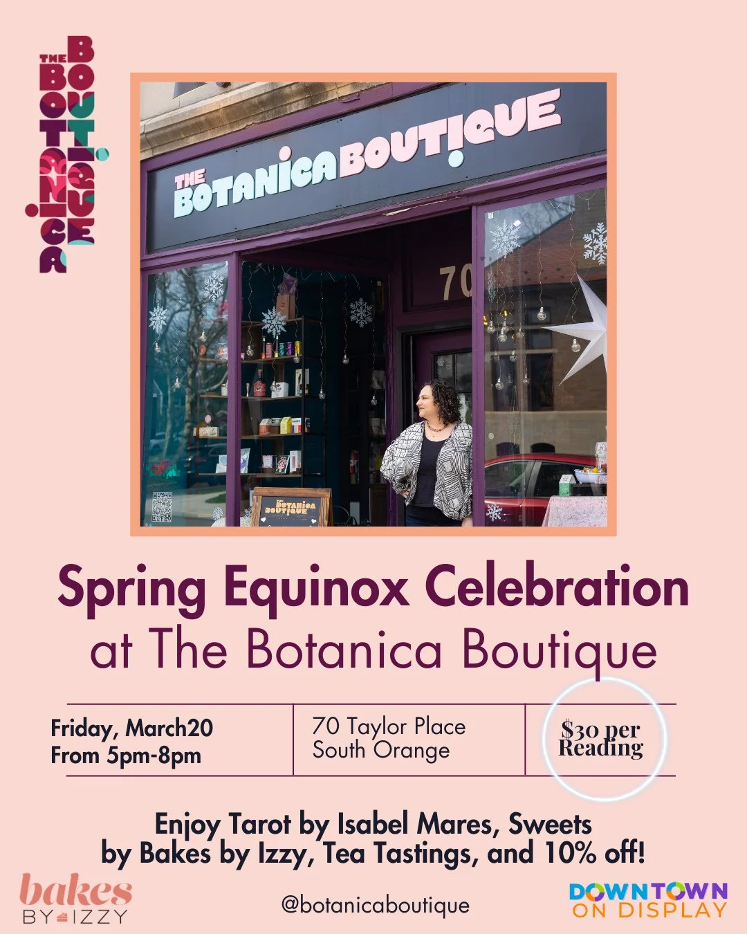 🌱Join The Botanica Boutique tonight March 20th from 5PM-8PM at 70 Taylor Place to celebrate the Spring Equinox with an evening of ritual, renewal, and local creativity 💜⁠
⁠
Enjoy Tarot readings by Isabel Mares ($30), treats from Bakes by Izzy, and 